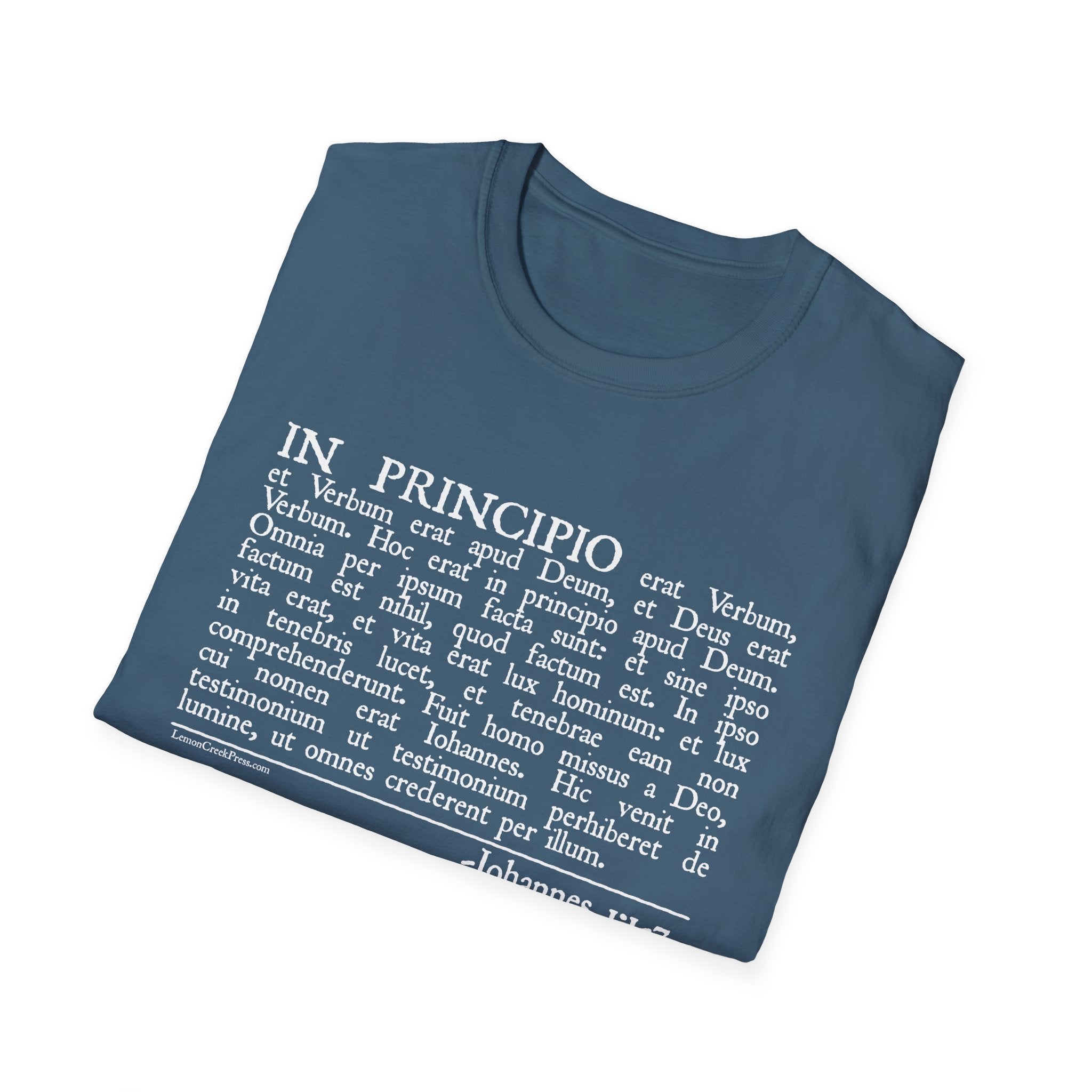Latin 'In Principio' Text T-Shirt John 1:1-7
