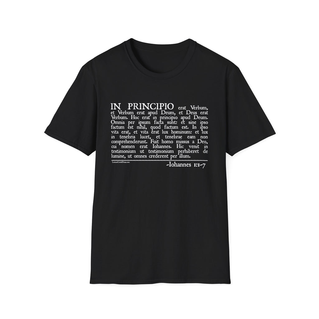 Latin 'In Principio' Text T-Shirt John 1:1-7