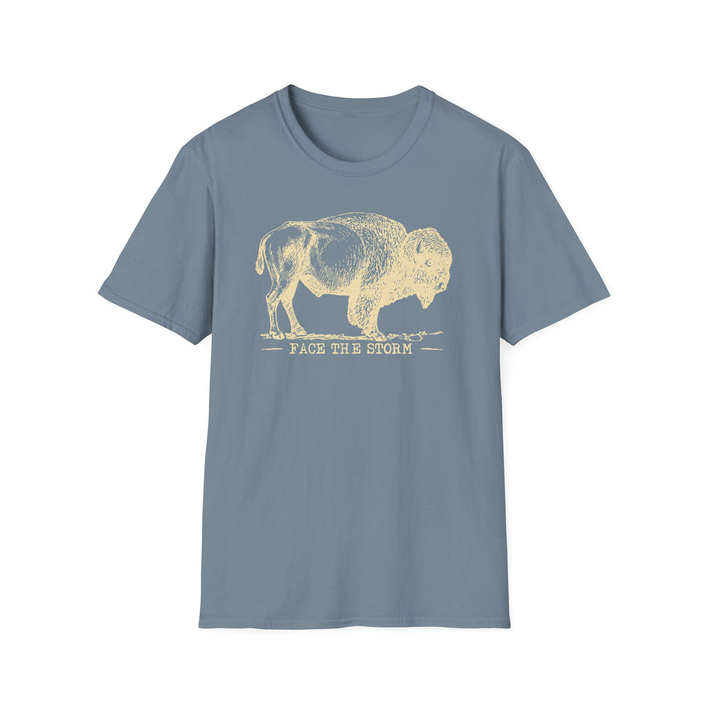 Bison Graphic T-Shirt — "Face the Storm" Inspirational Tee