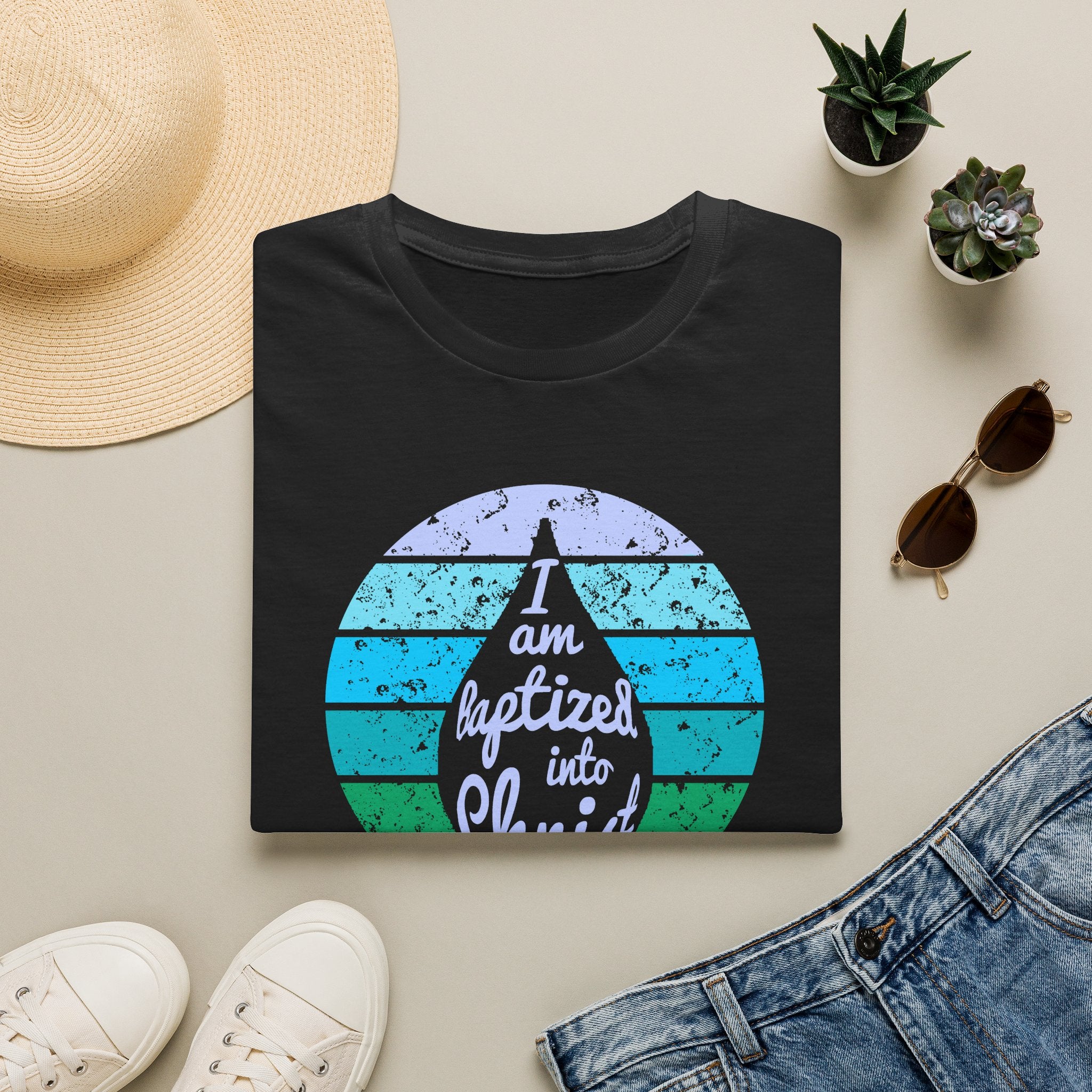 I Am Baptized into Christ Water Drop Christian Tee
