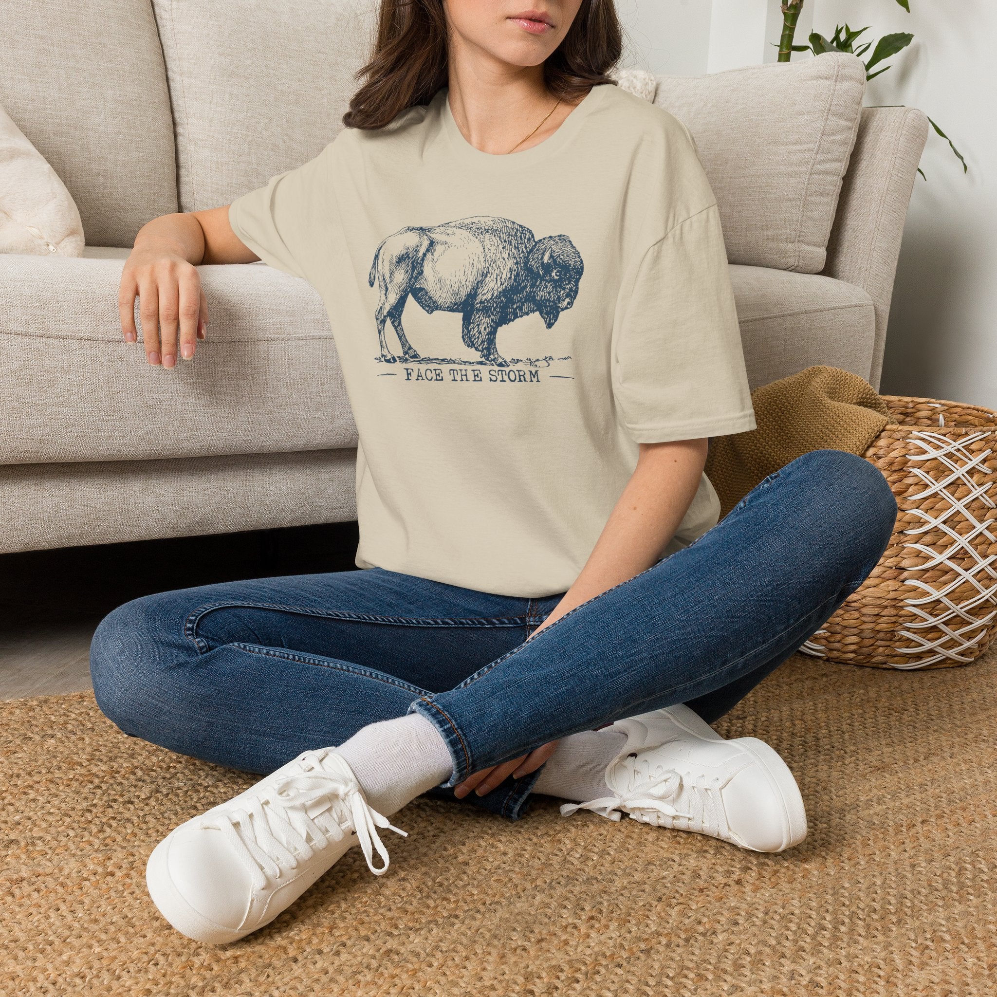 Lutheran Bison 'Face the Storm' Vintage Sketch T-Shirt