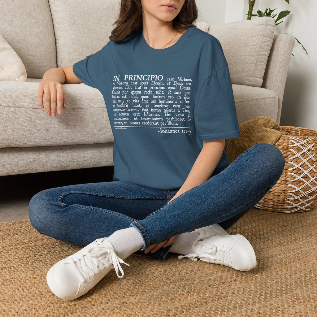 Latin 'In Principio' Text T-Shirt John 1:1-7