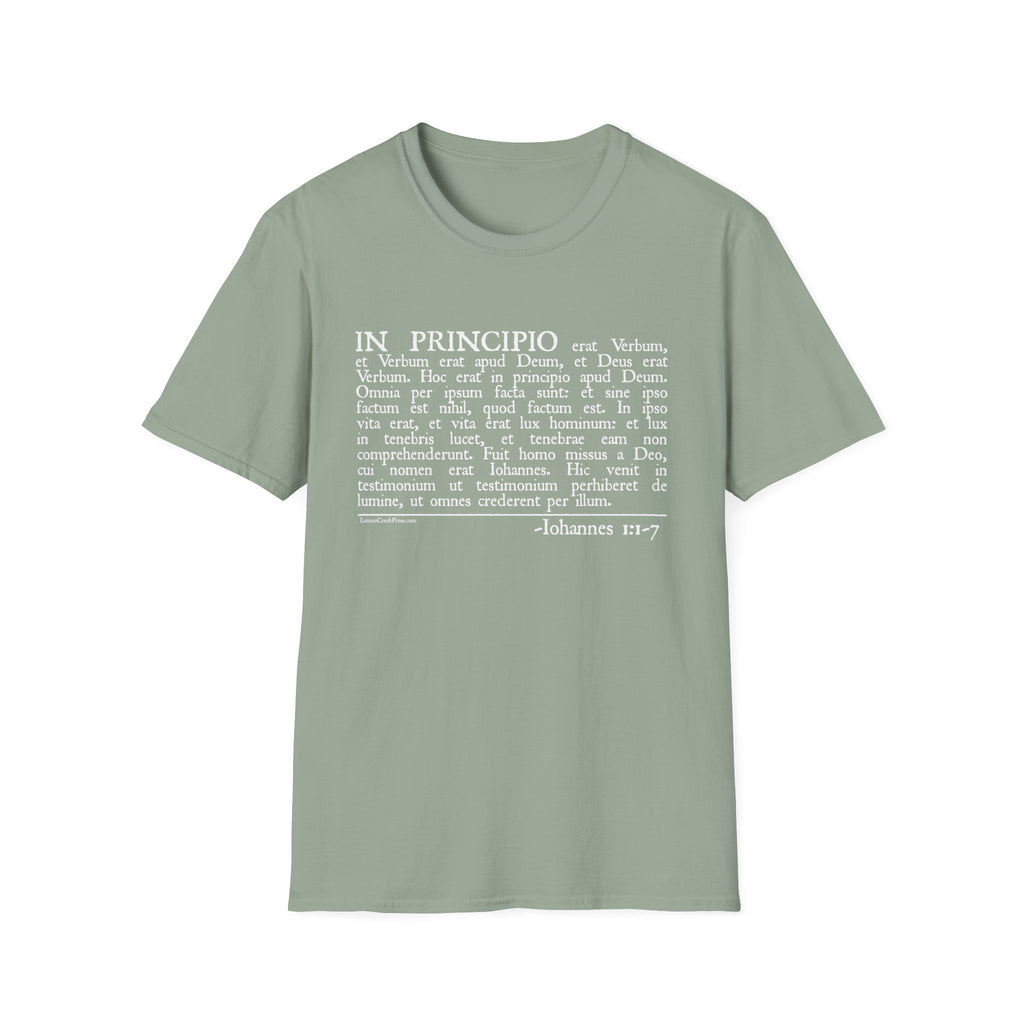 Latin 'In Principio' Text T-Shirt John 1:1-7