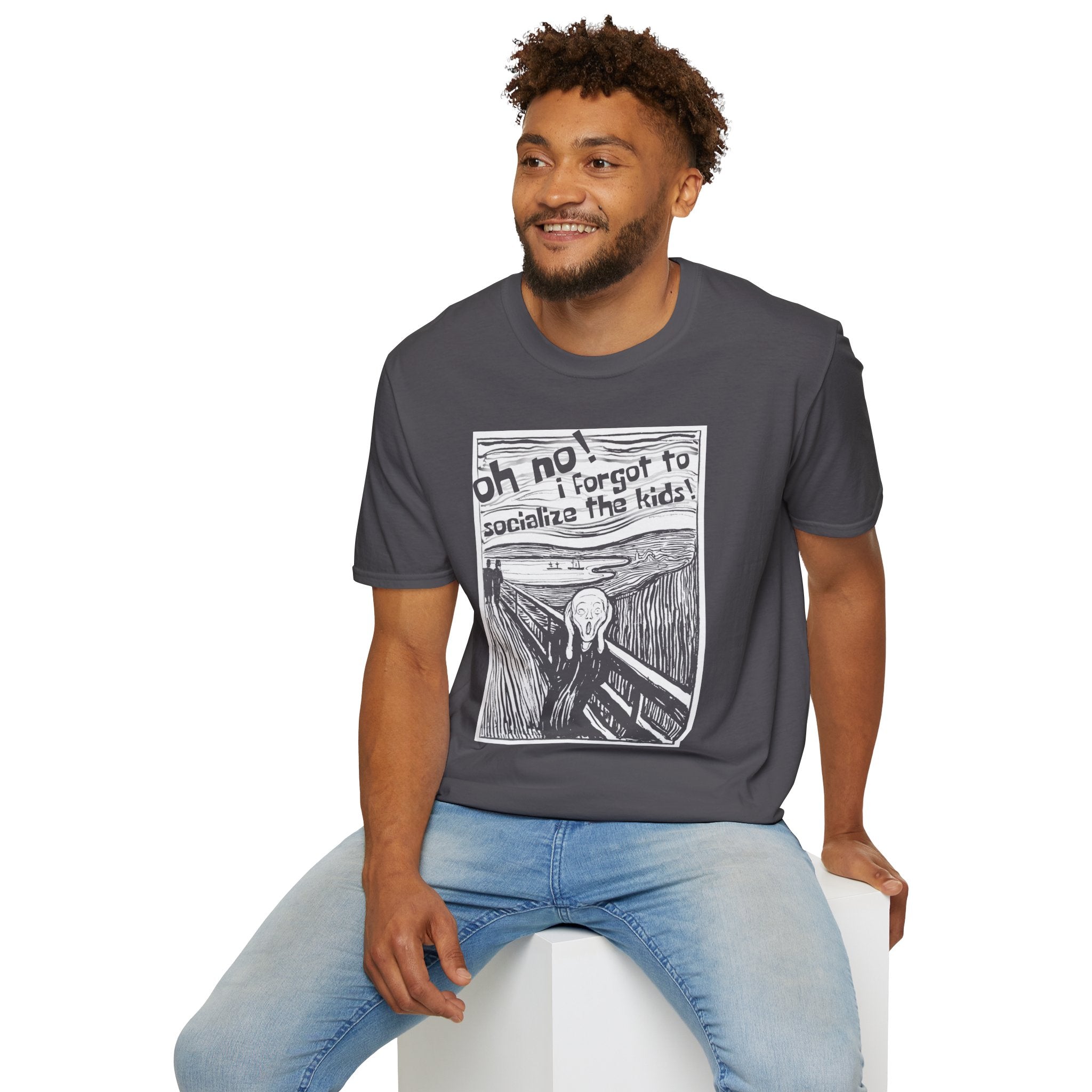 Edvard Munch's Scream Forgot to Socialize the Kids Parody Graphic Tee