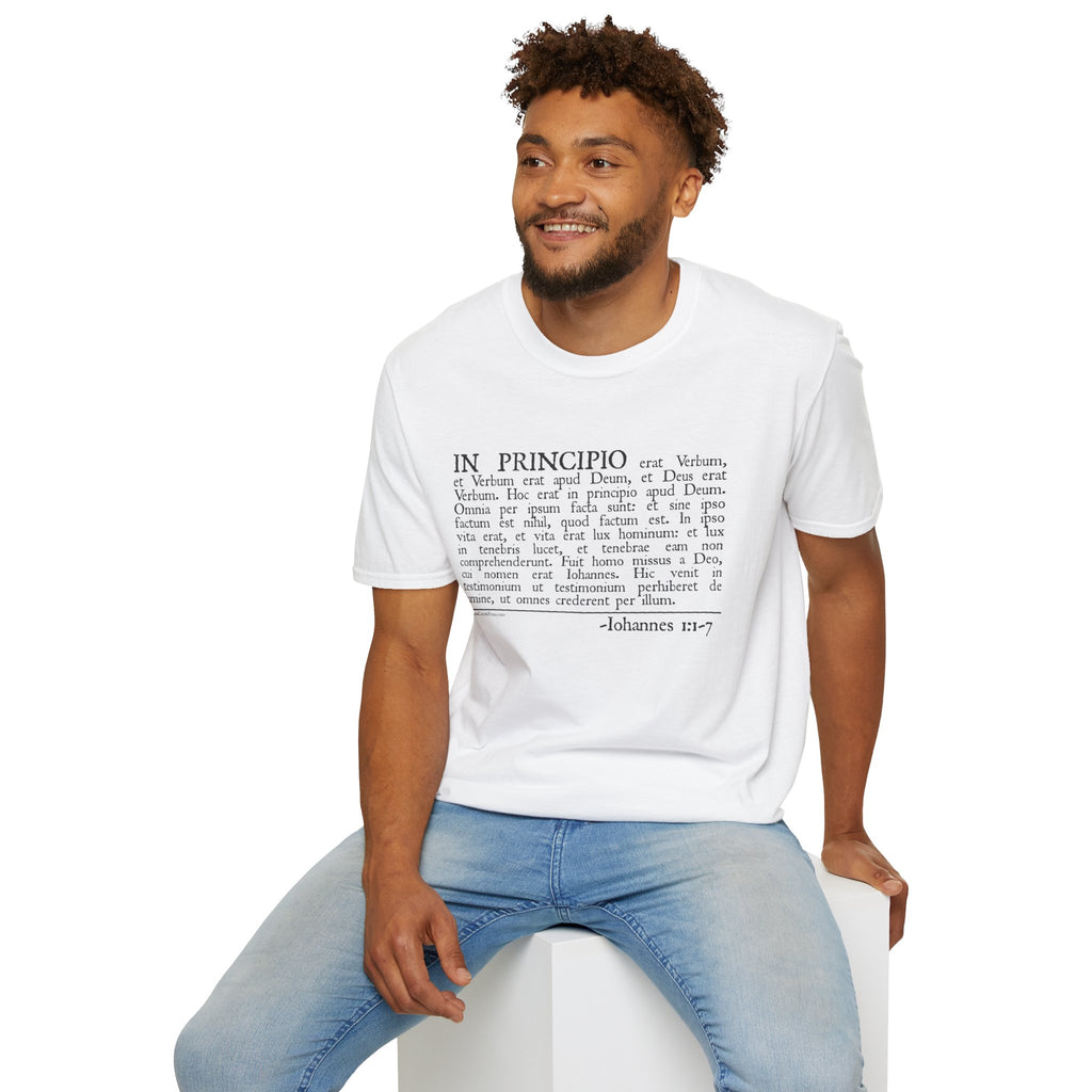 Latin 'In Principio' Text T-Shirt John 1:1-7