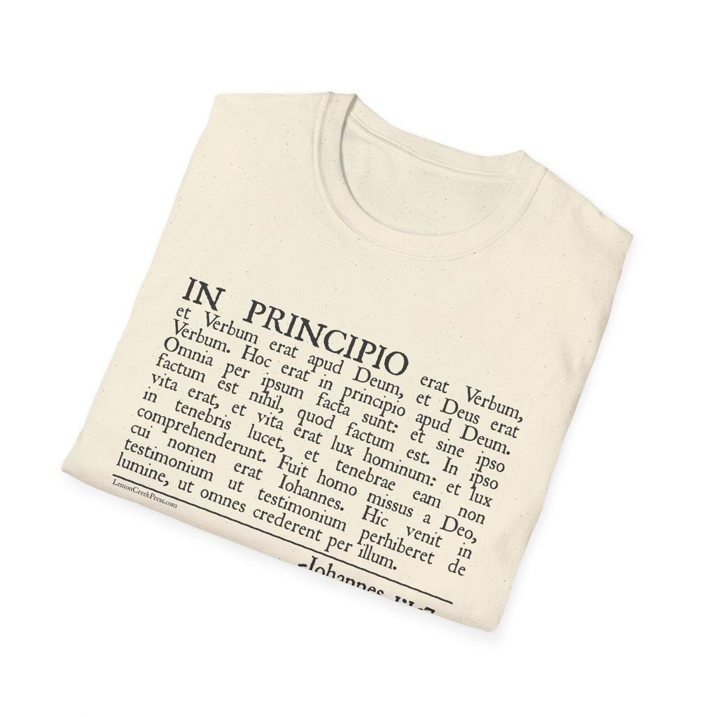 Latin 'In Principio' Text T-Shirt John 1:1-7