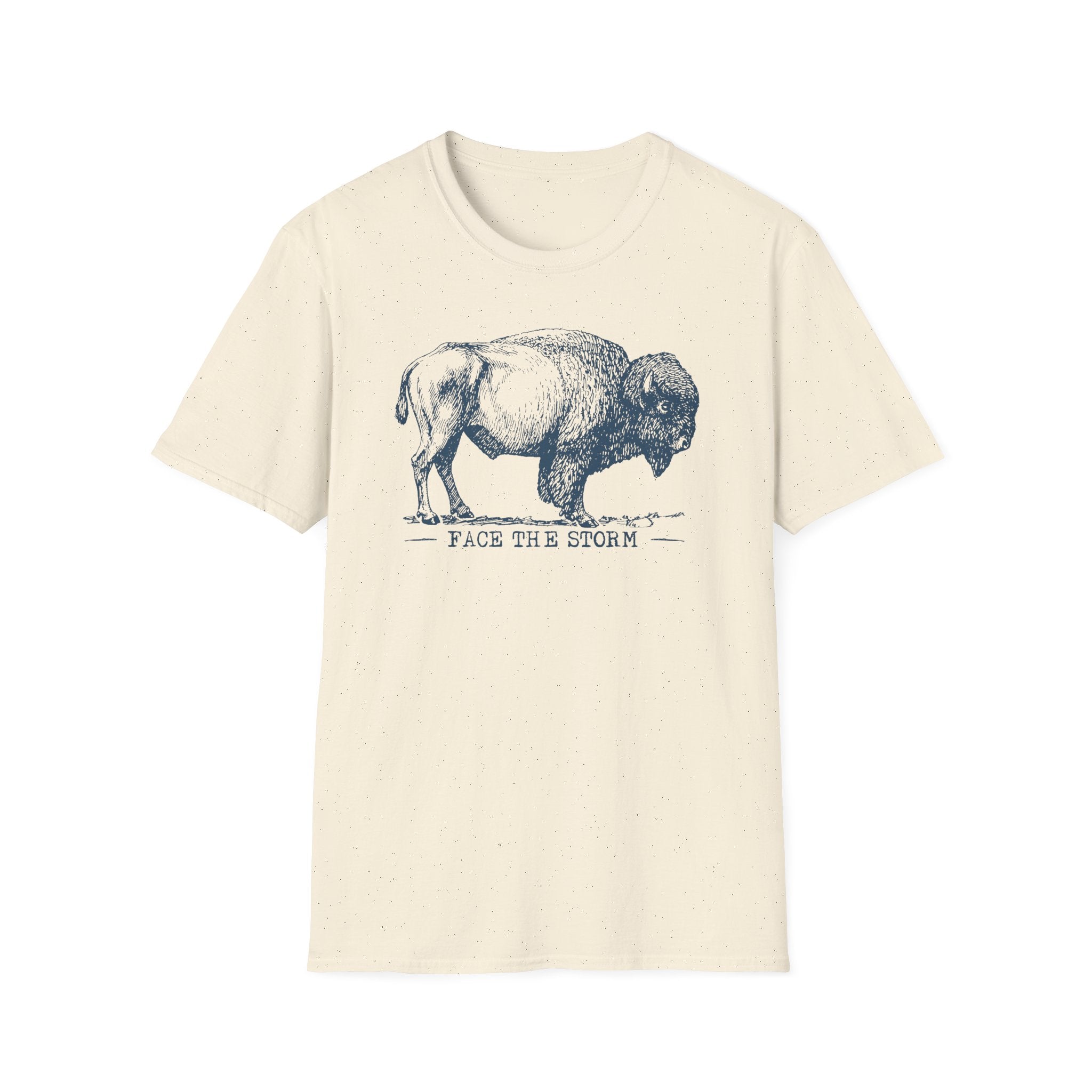 Bison Graphic T-Shirt — "Face the Storm" Inspirational Tee