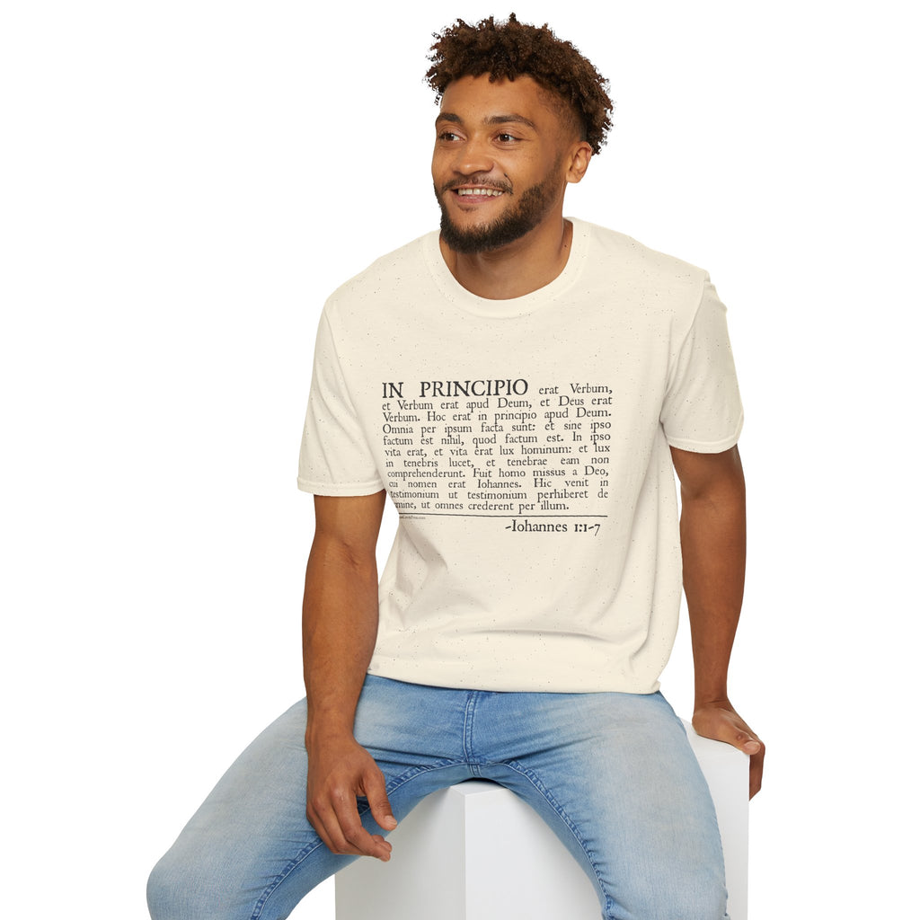 Latin 'In Principio' Text T-Shirt John 1:1-7
