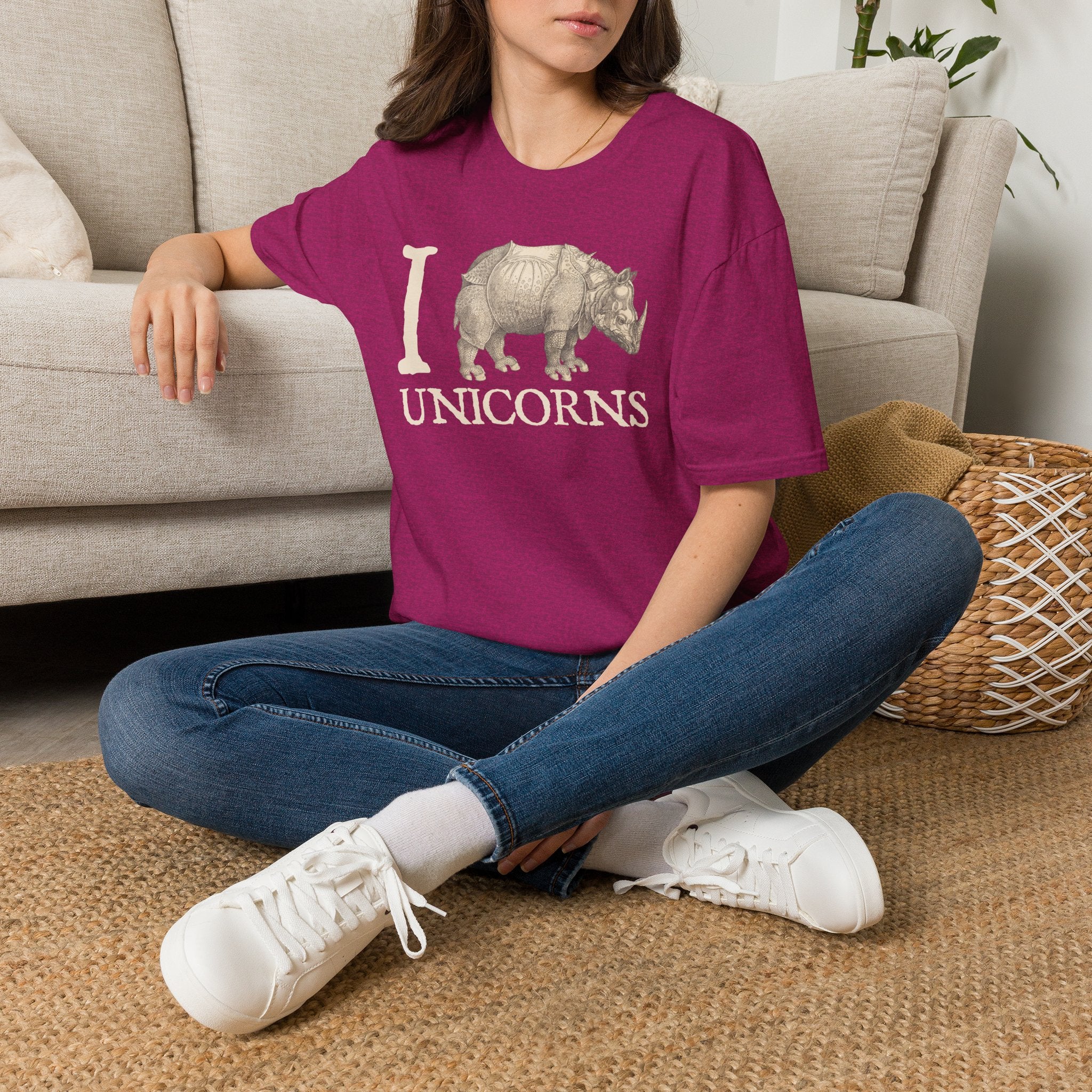 I Love Unicorns Rhinoceros Vintage Tee