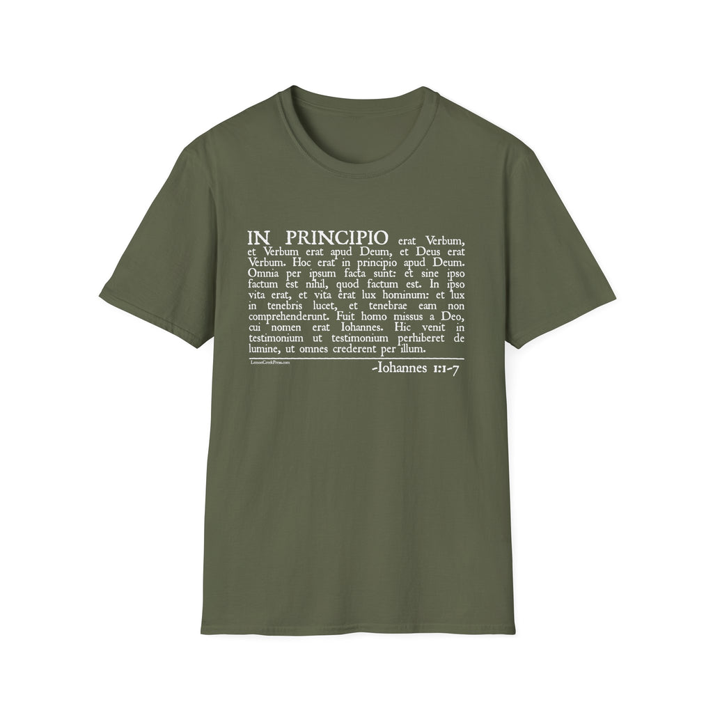 Latin 'In Principio' Text T-Shirt John 1:1-7