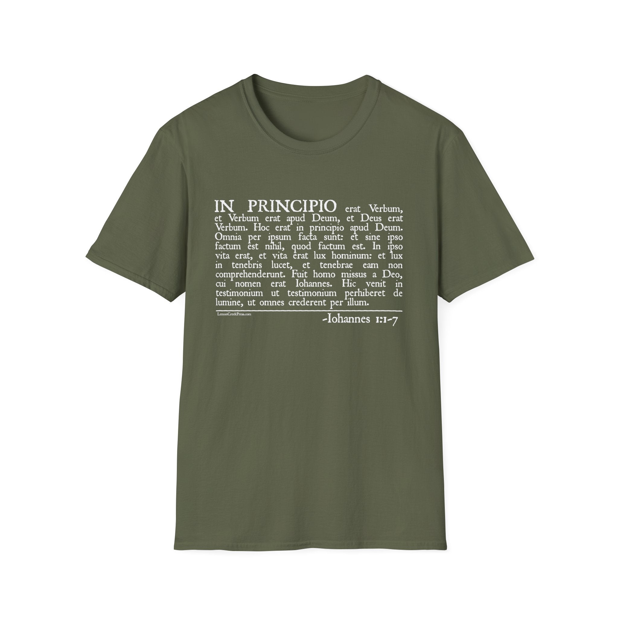 Latin 'In Principio' Text T-Shirt John 1:1-7
