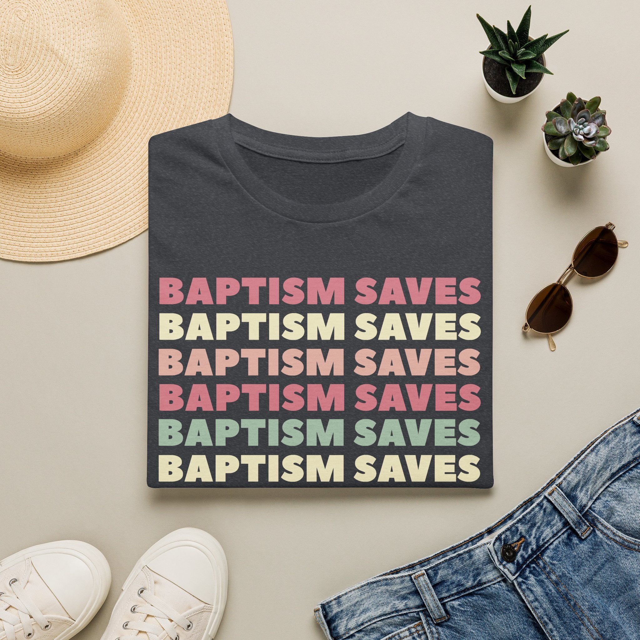 Baptism Saves Retro Graphic T-Shirt