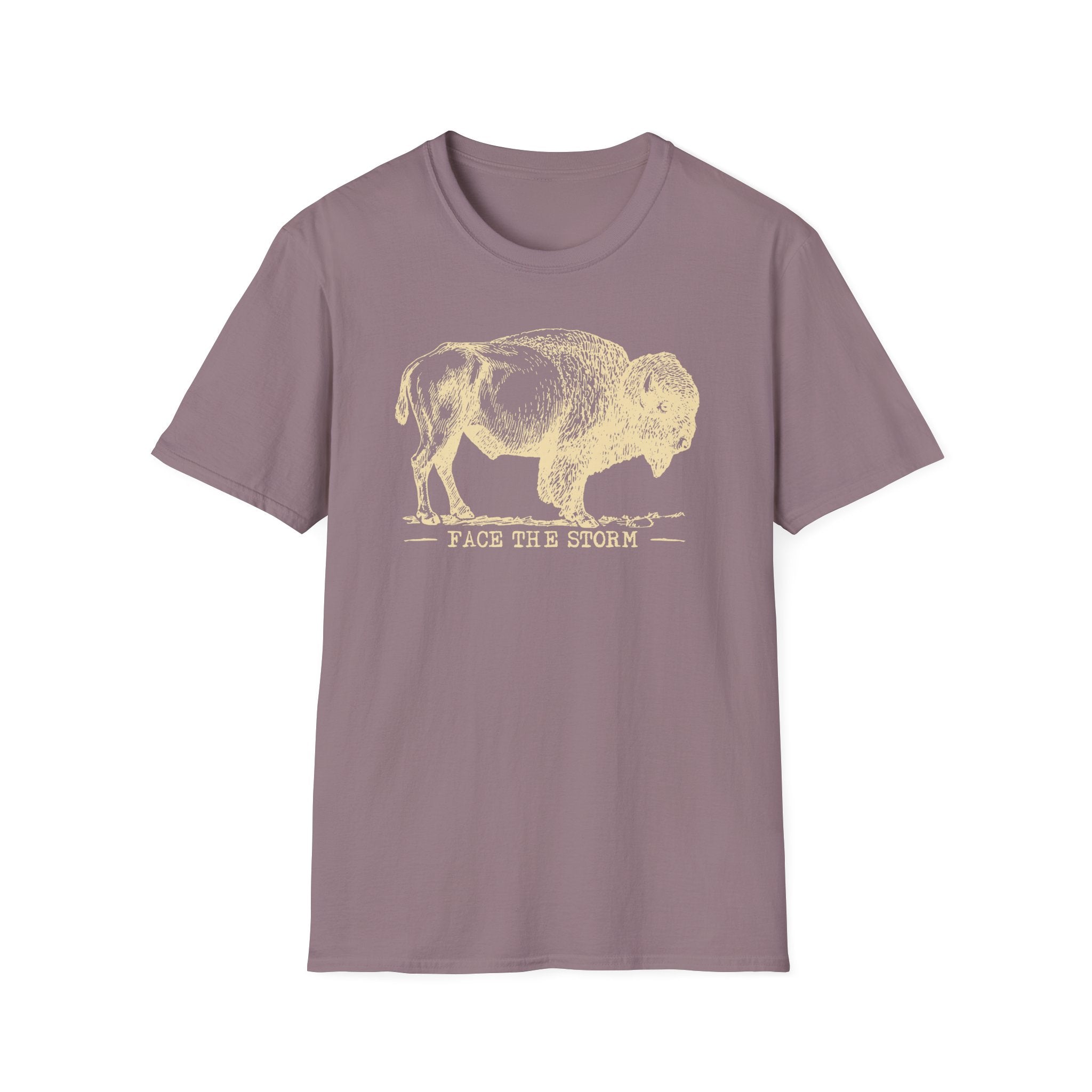 Bison Graphic T-Shirt — "Face the Storm" Inspirational Tee