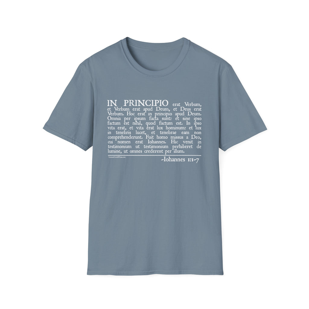Latin 'In Principio' Text T-Shirt John 1:1-7