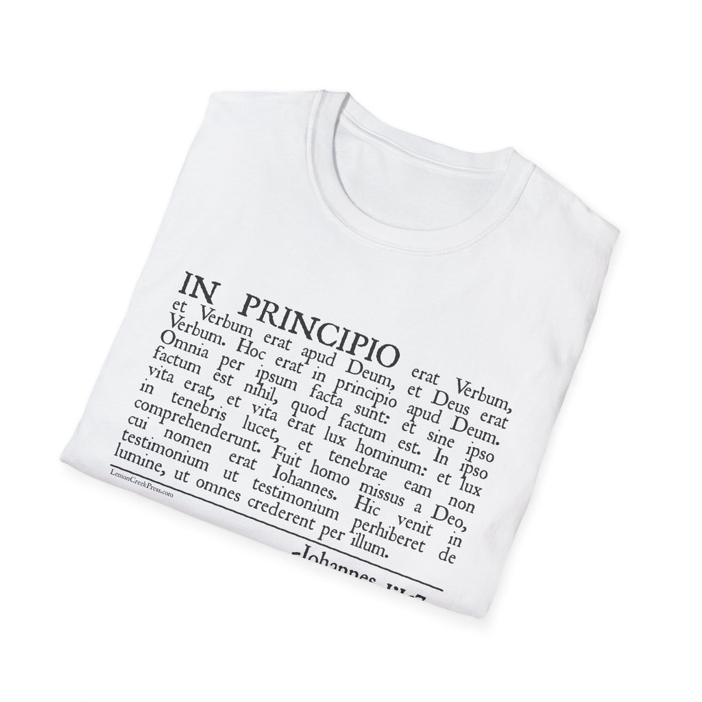 Latin 'In Principio' Text T-Shirt John 1:1-7
