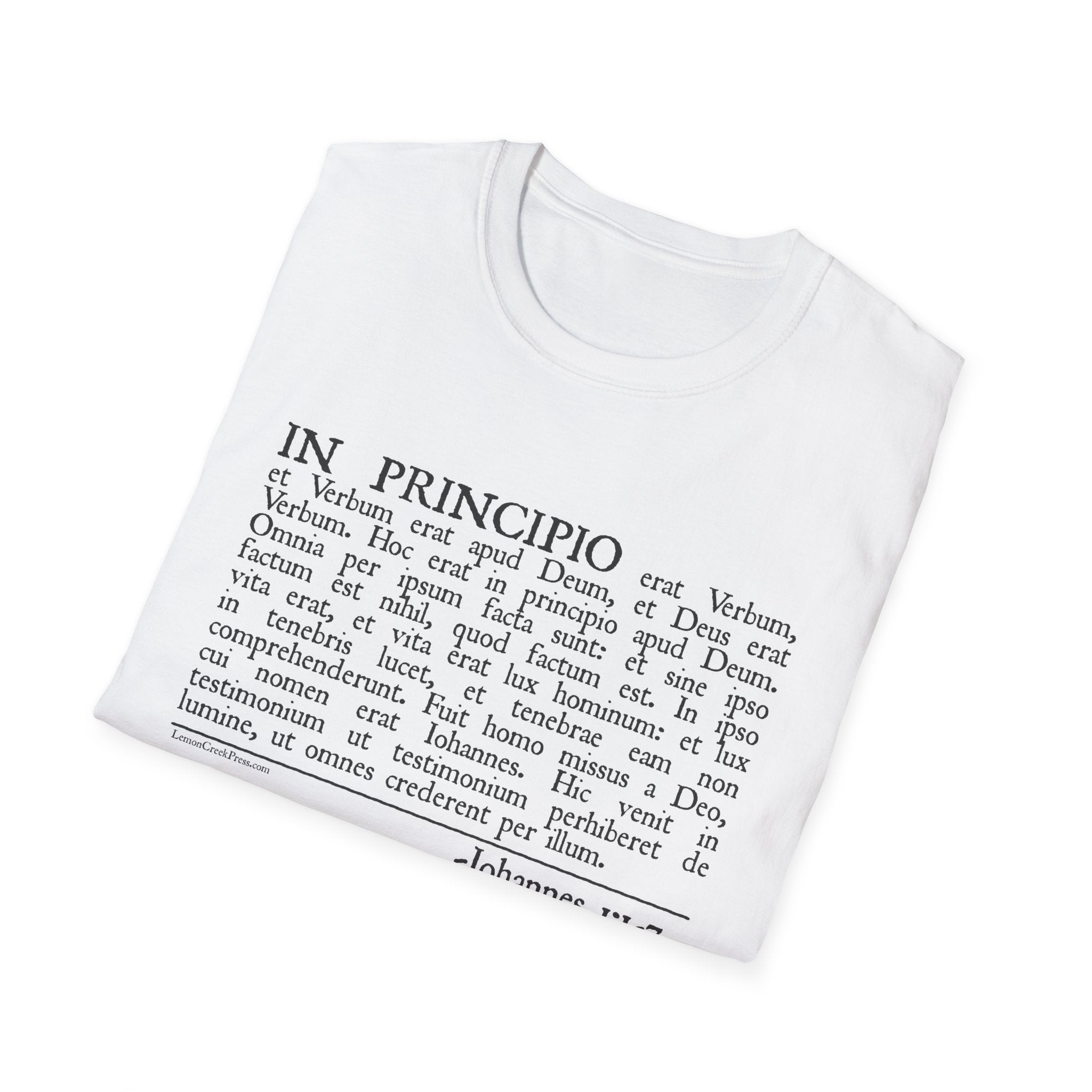 Latin 'In Principio' Text T-Shirt John 1:1-7