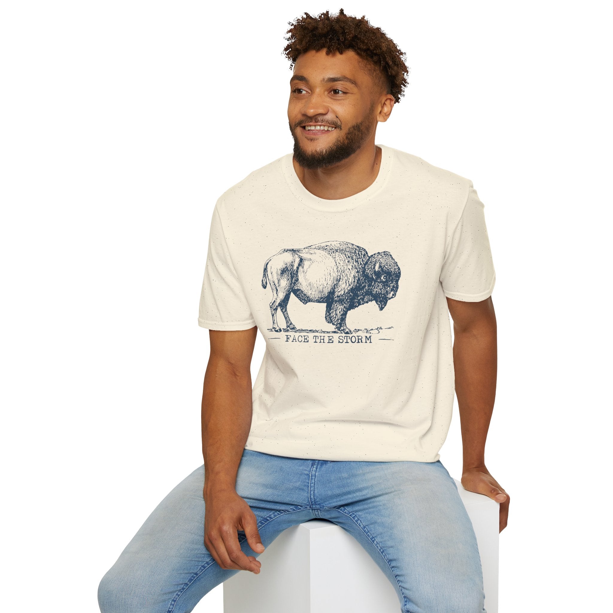 Bison Graphic T-Shirt — "Face the Storm" Inspirational Tee