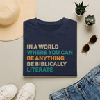 Biblically Literate T-Shirt — "In a World Where You Can Be Anything Be Biblically Literate"