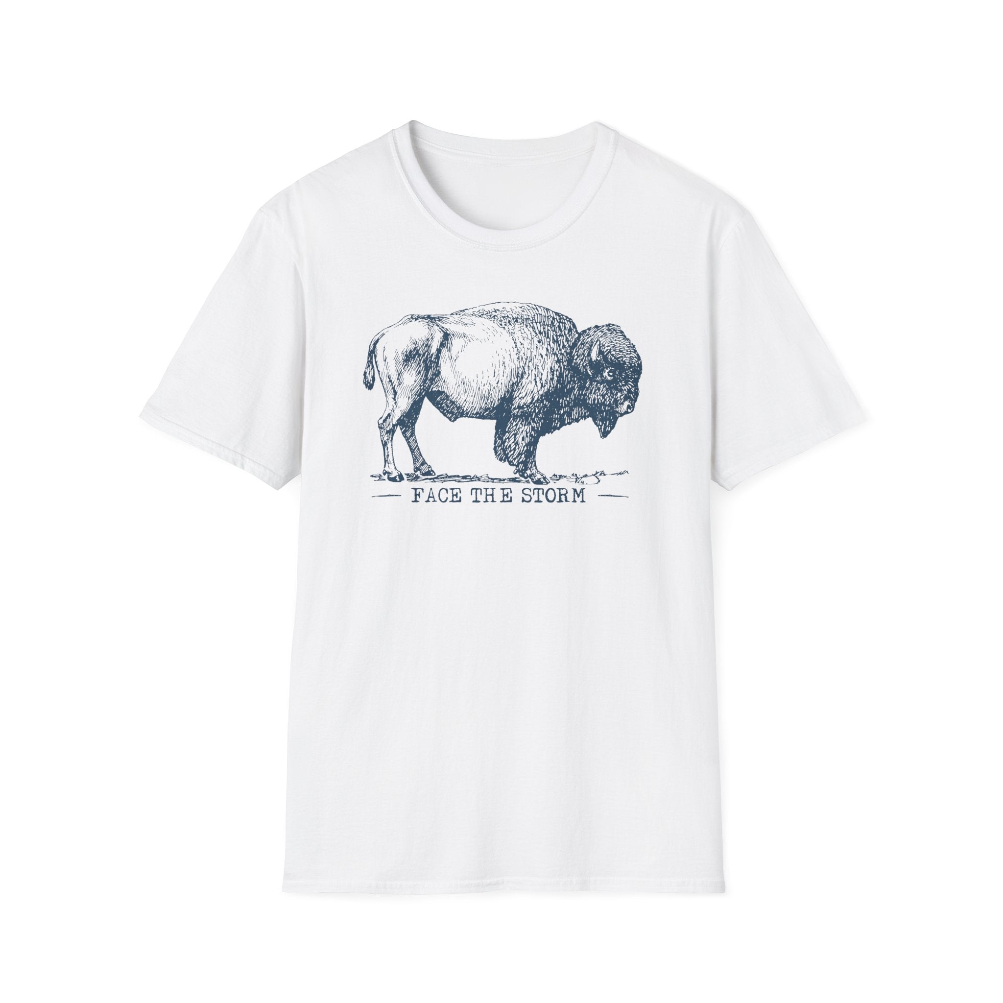 Bison Graphic T-Shirt — "Face the Storm" Inspirational Tee