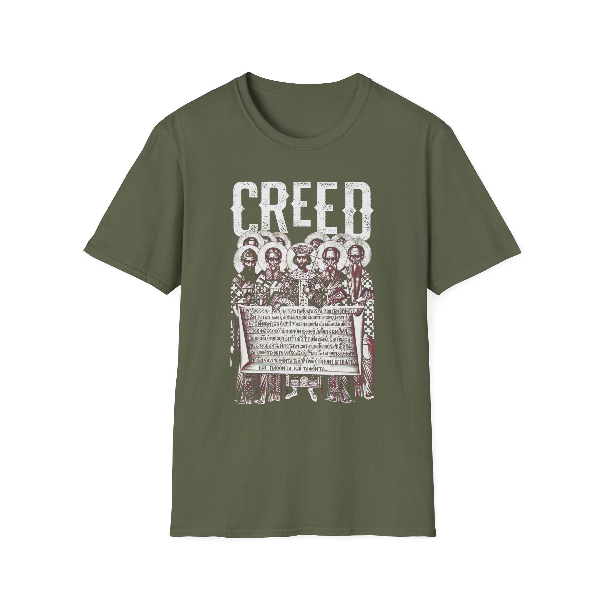 Creed Vintage Saints Graphic T‑Shirt — Religious Iconography Tee with "CREED" Text