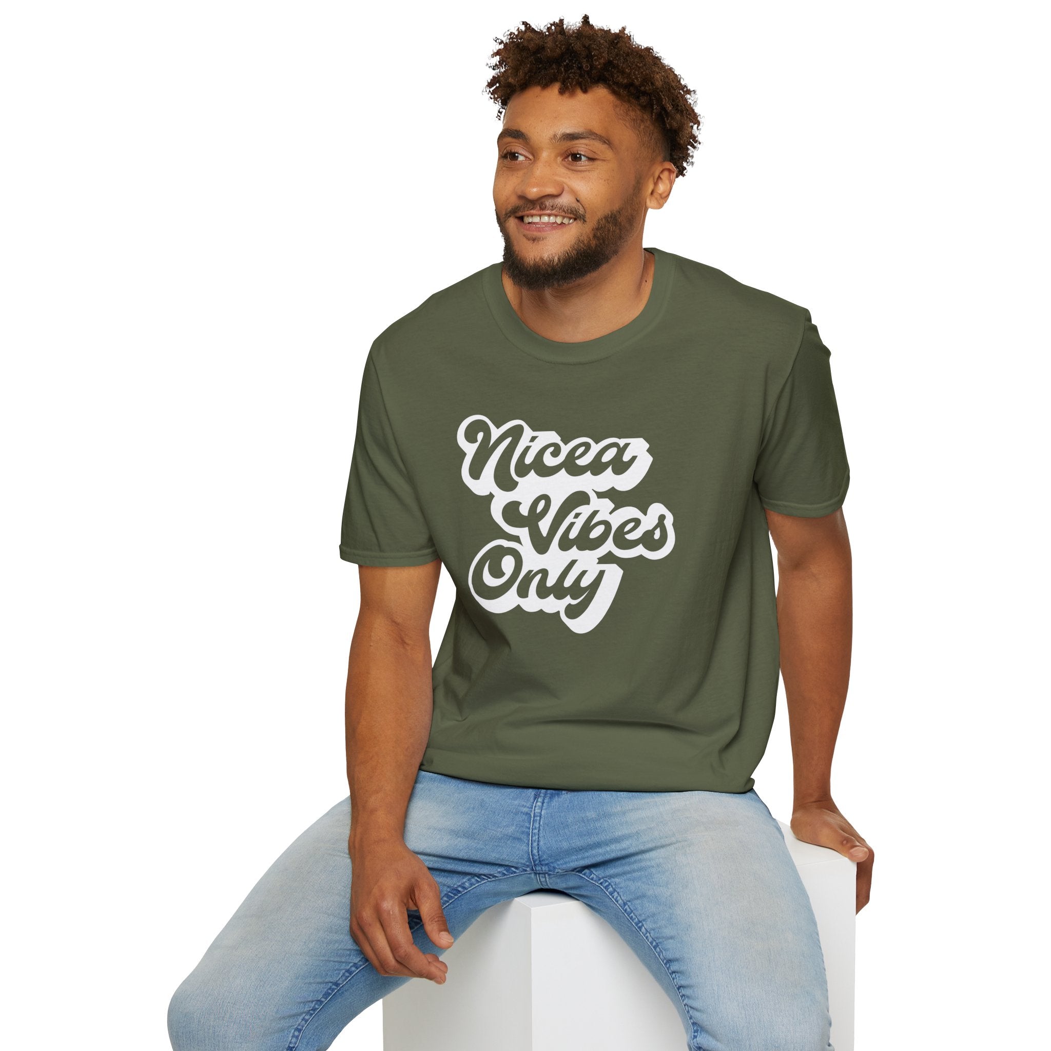 Nicea Vibes Only T-Shirt — Retro Script Graphic Tee