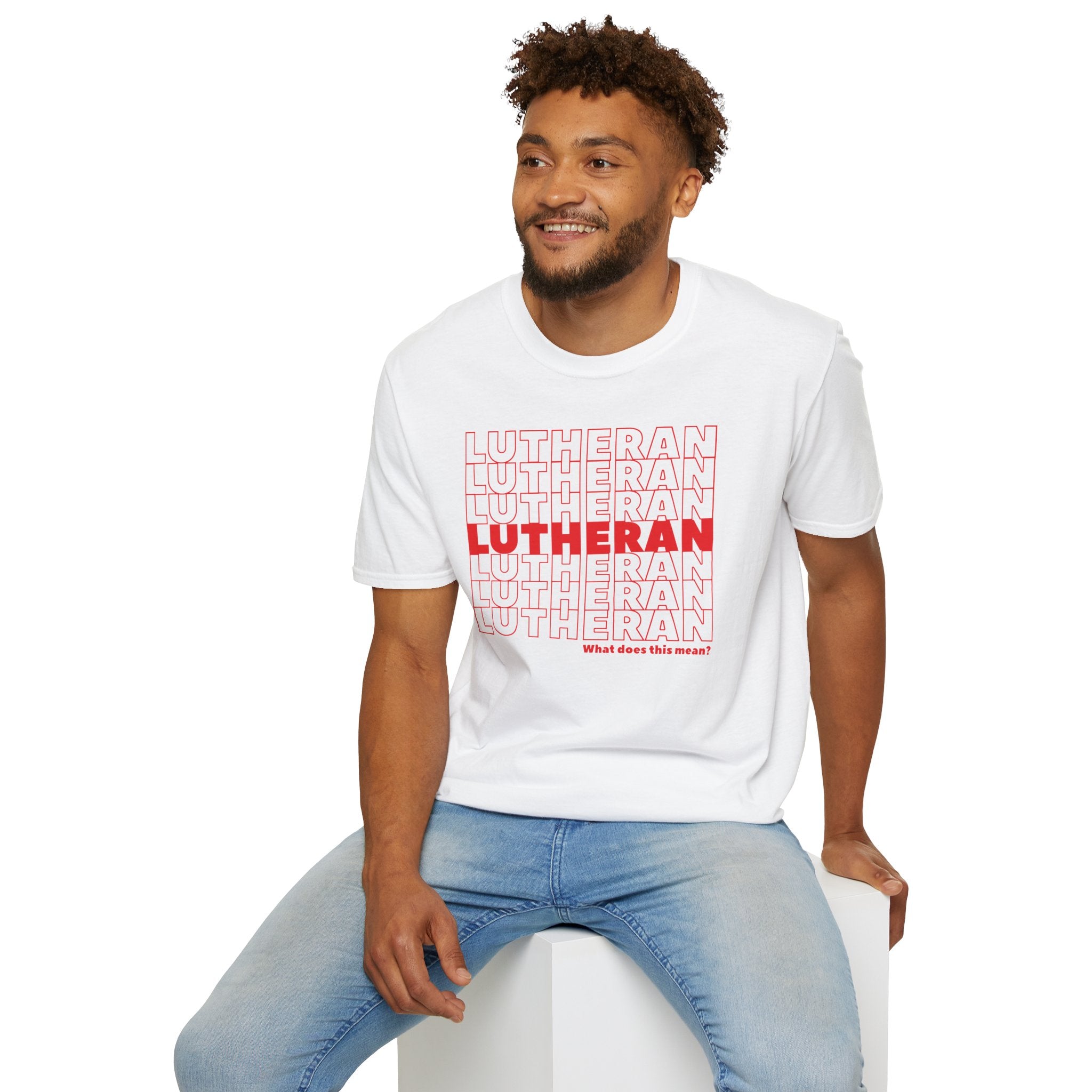 Lutheran Grocery Bag + What does this mean? T-Shirt