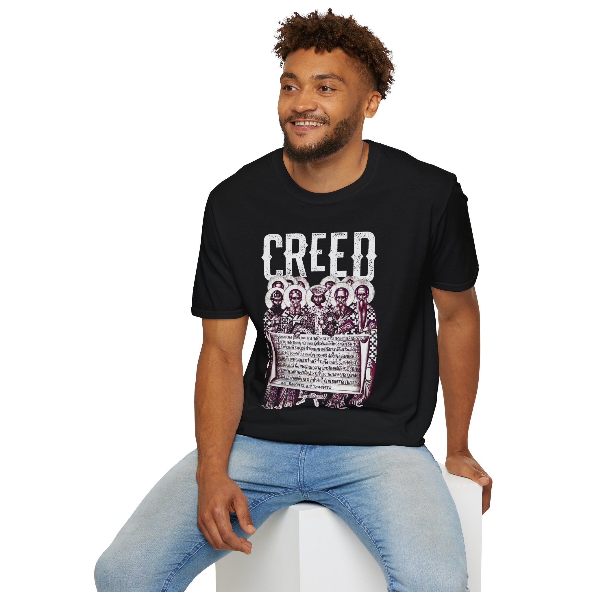 Creed Vintage Saints Graphic T‑Shirt — Religious Iconography Tee with "CREED" Text