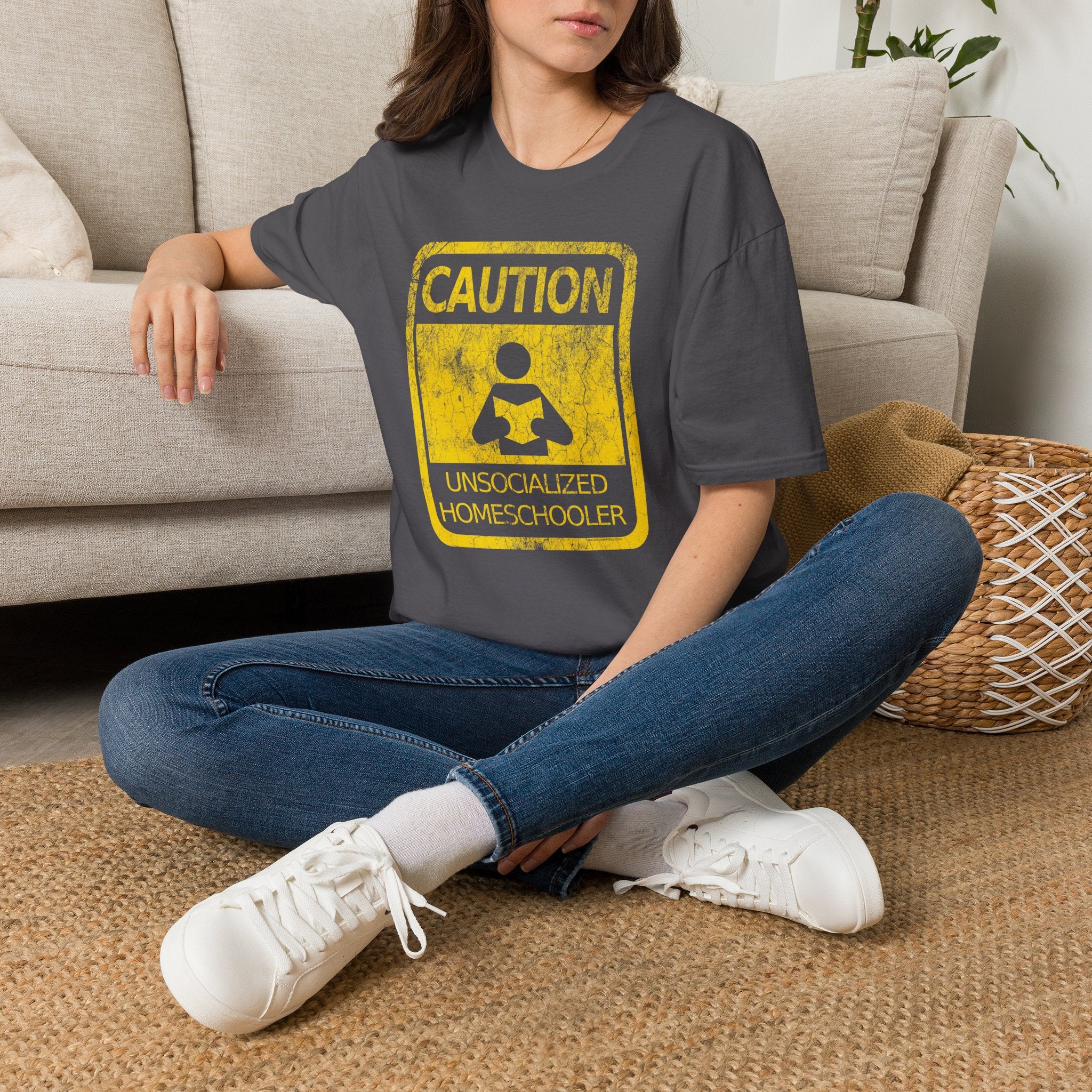 Caution: Unsocialized Homeschooler Funny Homeschool Tee