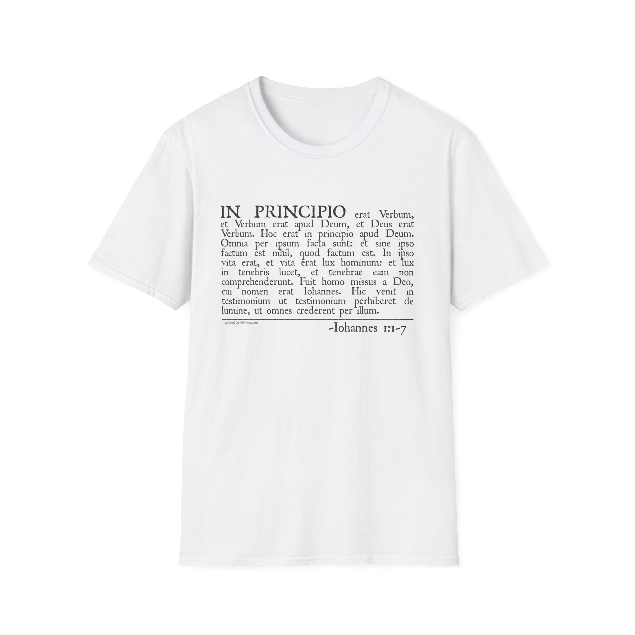 Latin 'In Principio' Text T-Shirt John 1:1-7