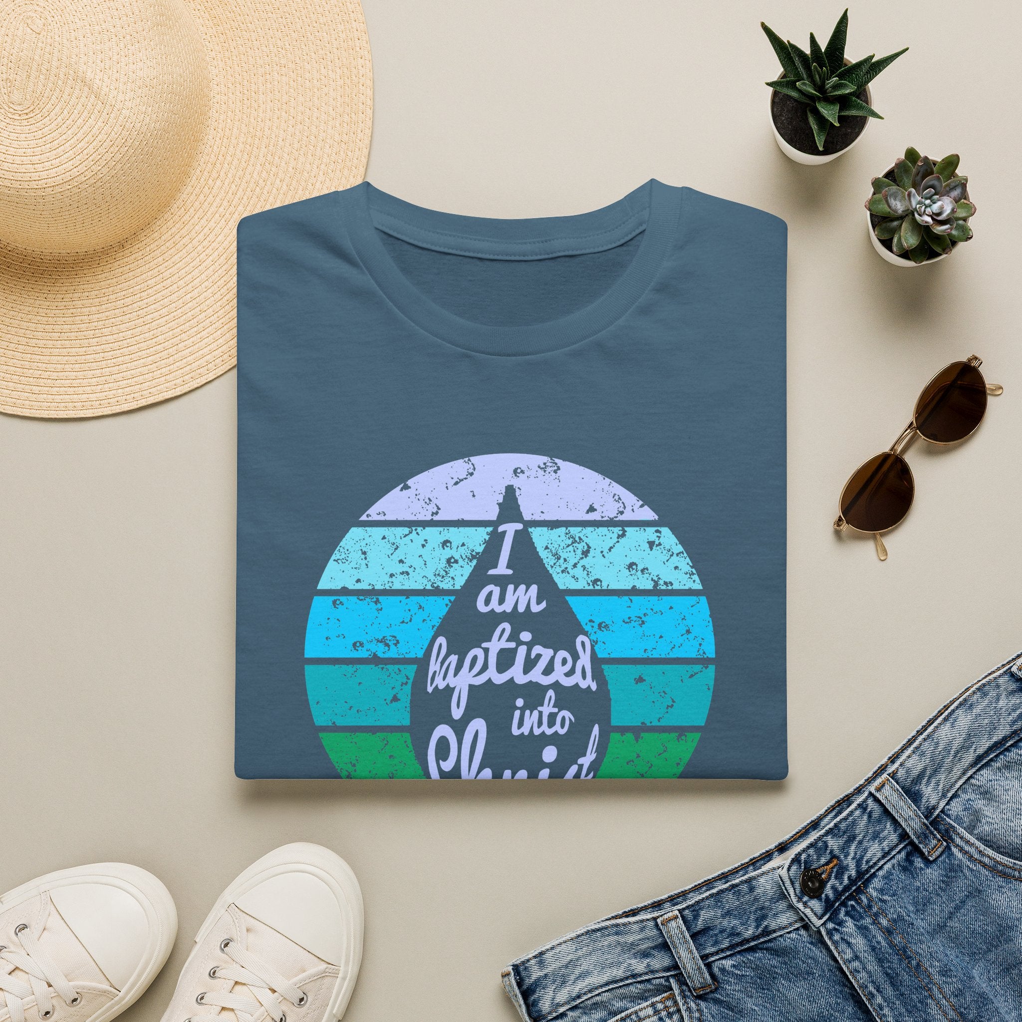 I Am Baptized into Christ Water Drop Christian Tee
