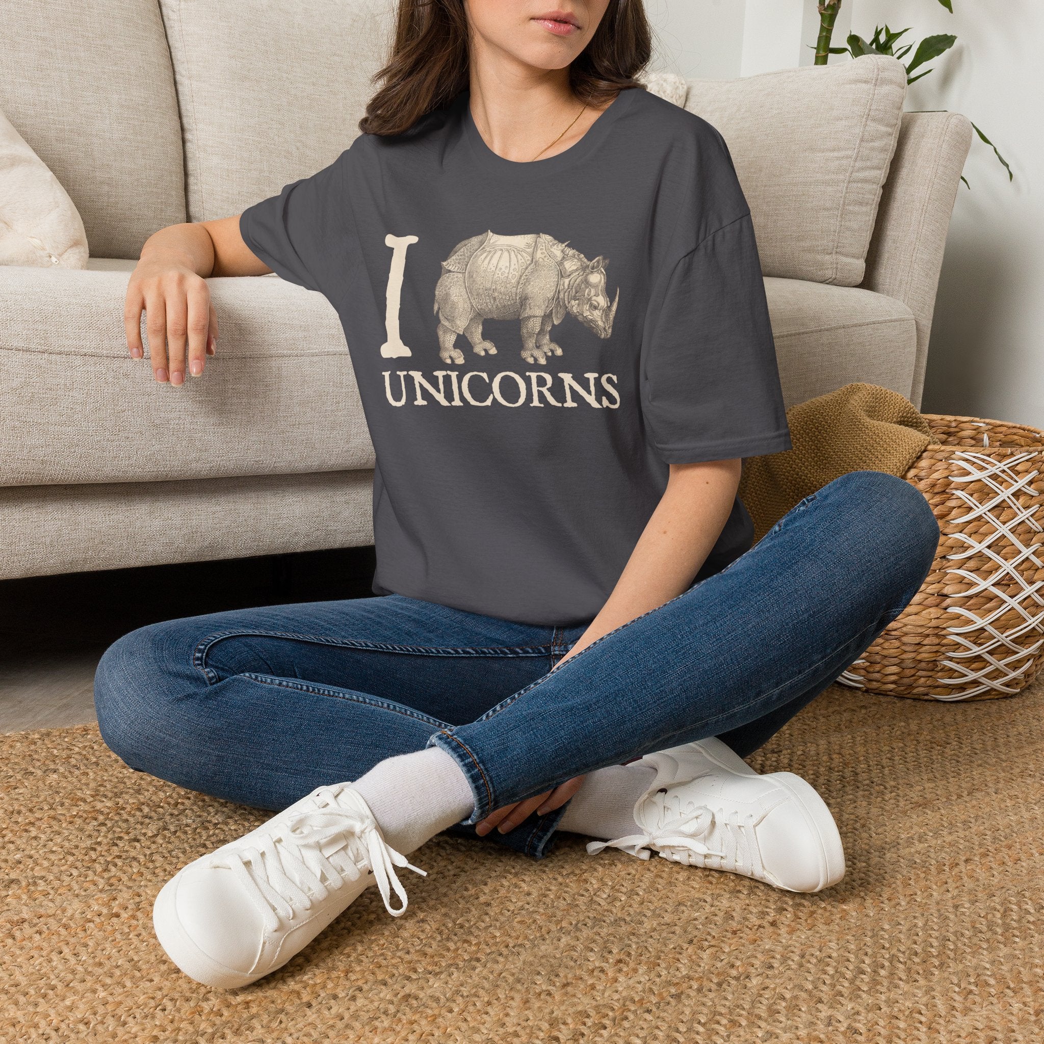 I Love Unicorns Rhinoceros Vintage Tee