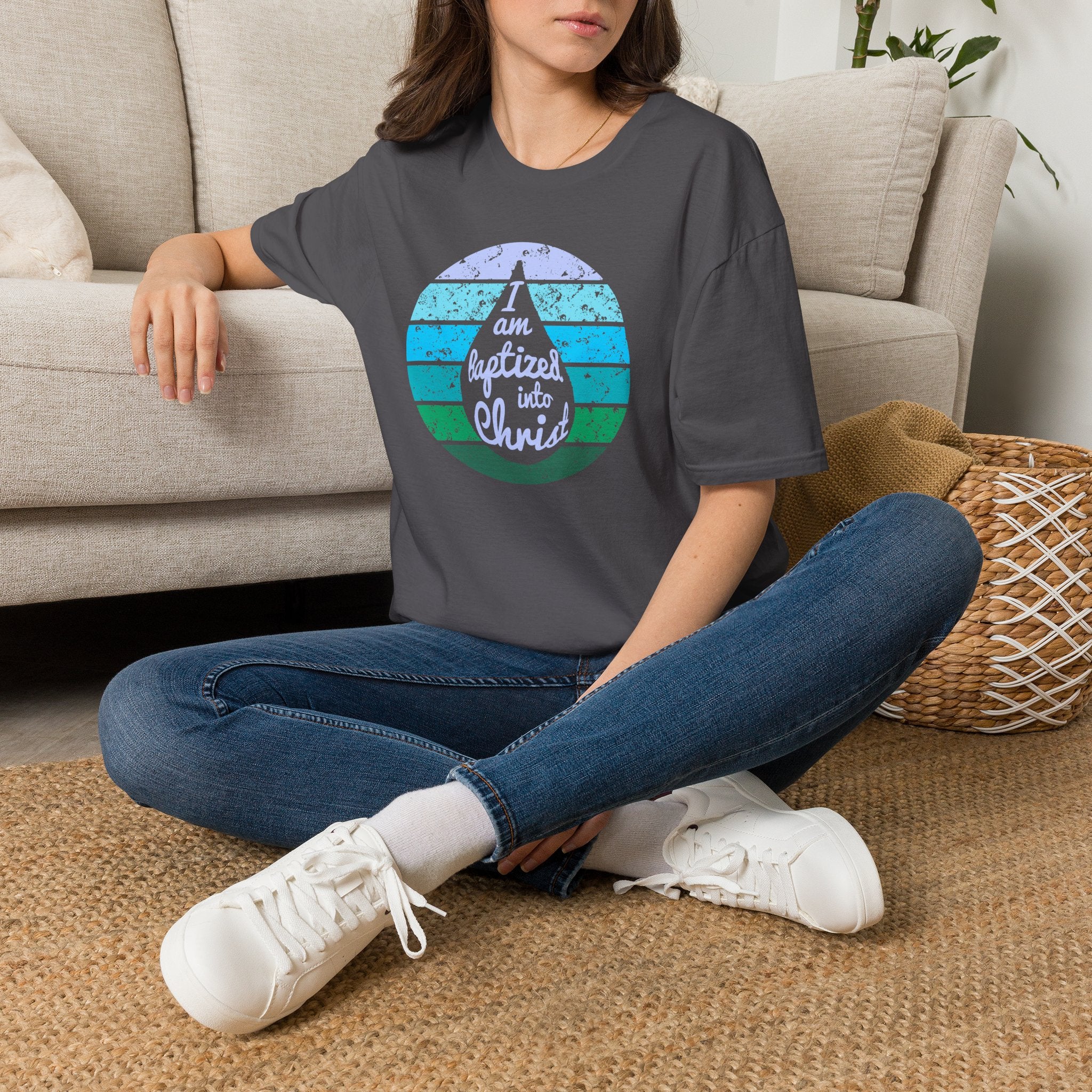I Am Baptized into Christ Water Drop Christian Tee