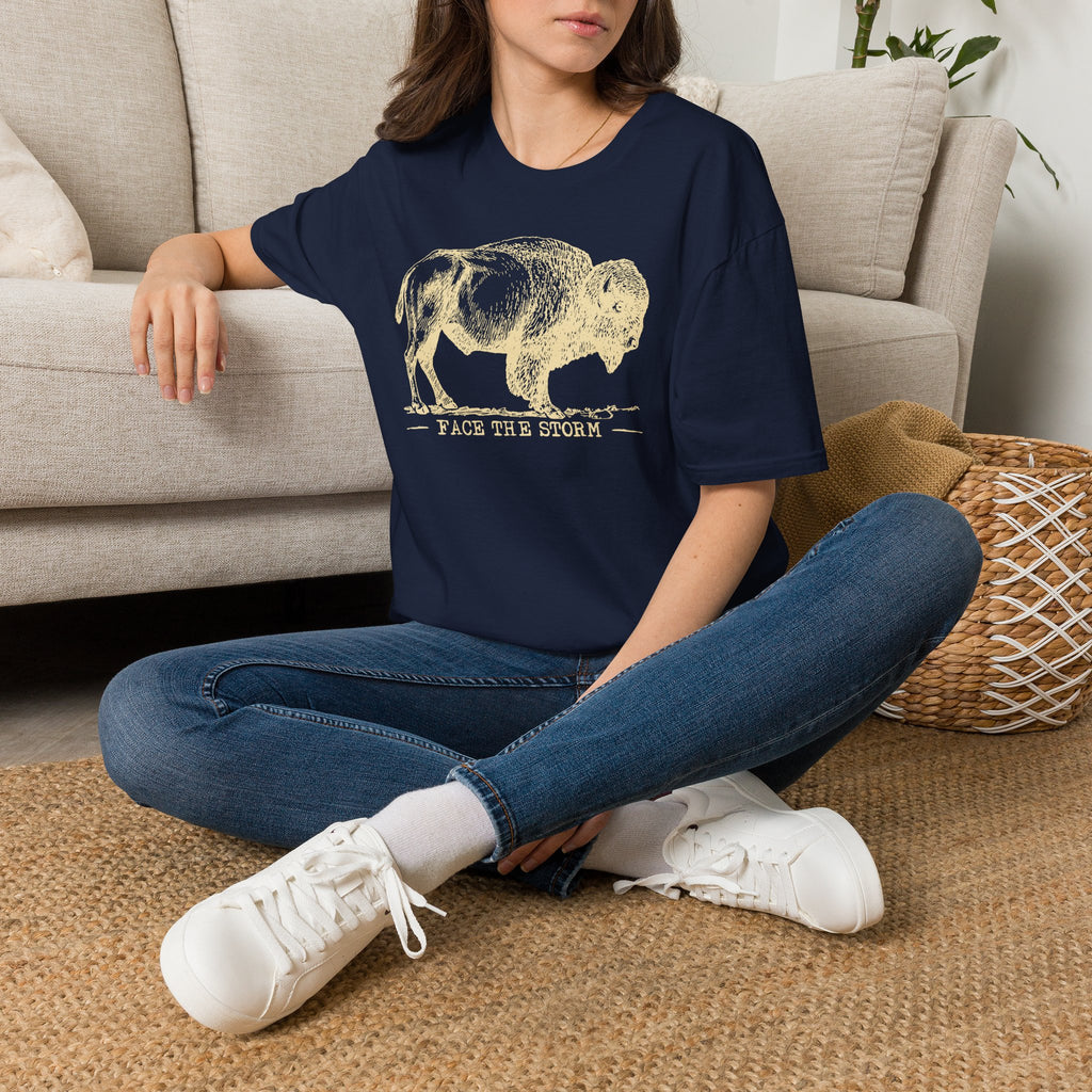 Bison Graphic T-Shirt — "Face the Storm" Inspirational Tee