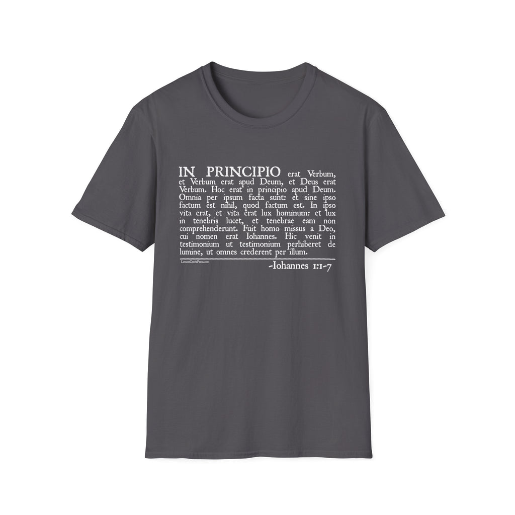 Latin 'In Principio' Text T-Shirt John 1:1-7