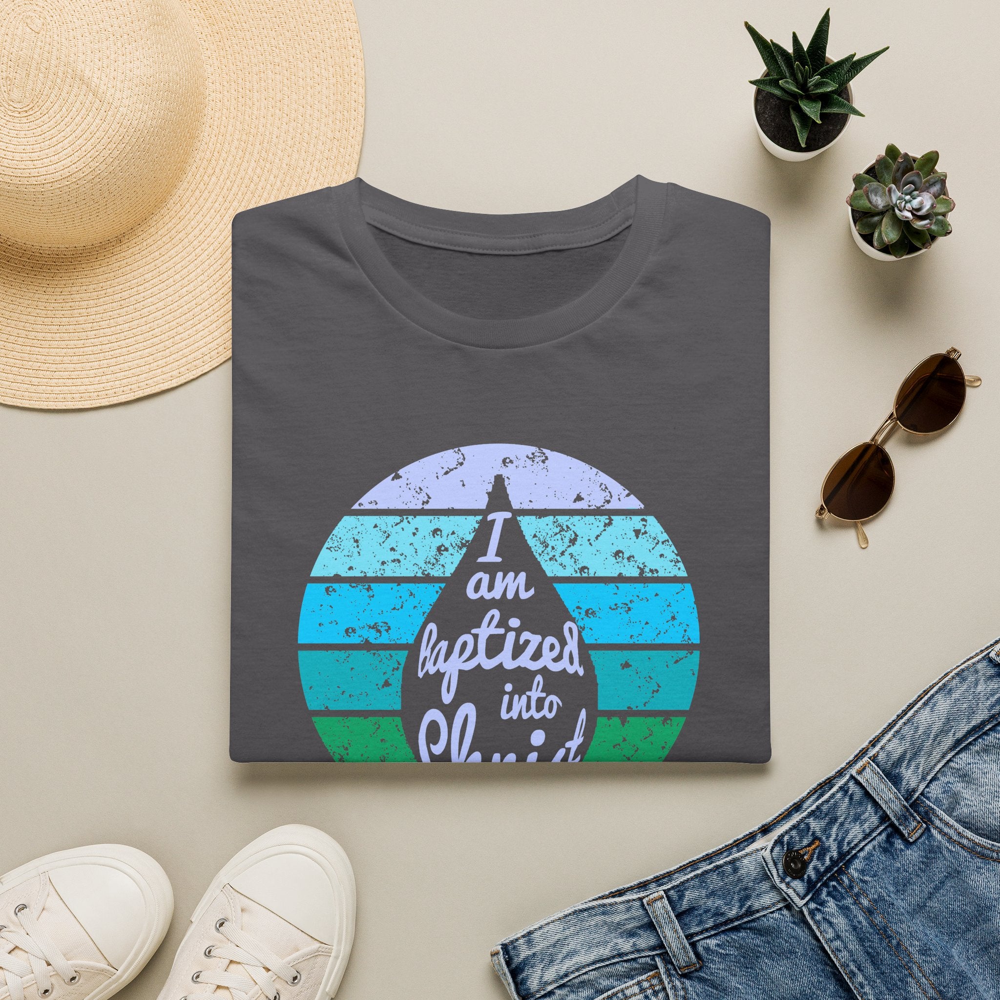 I Am Baptized into Christ Water Drop Christian Tee