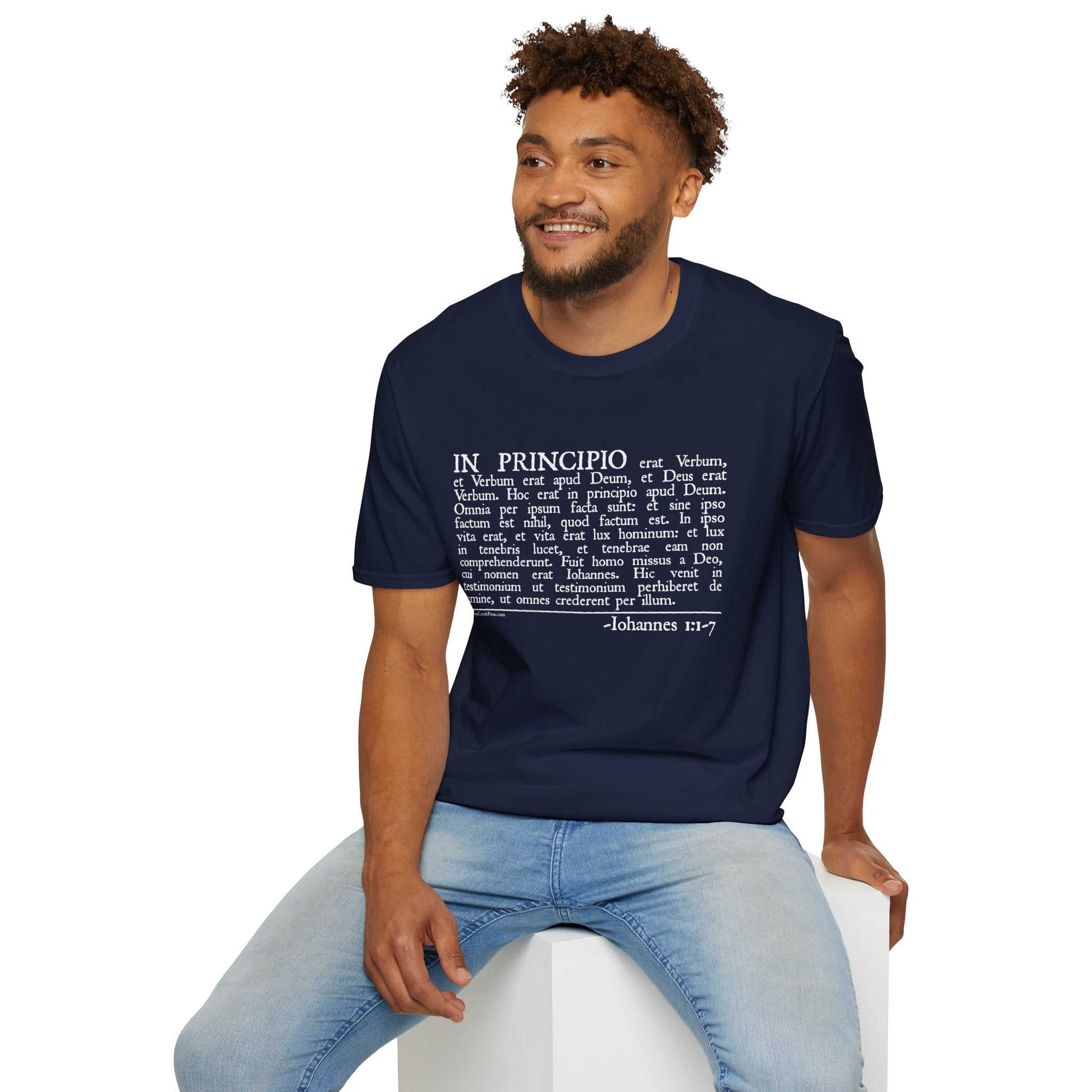Latin 'In Principio' Text T-Shirt John 1:1-7