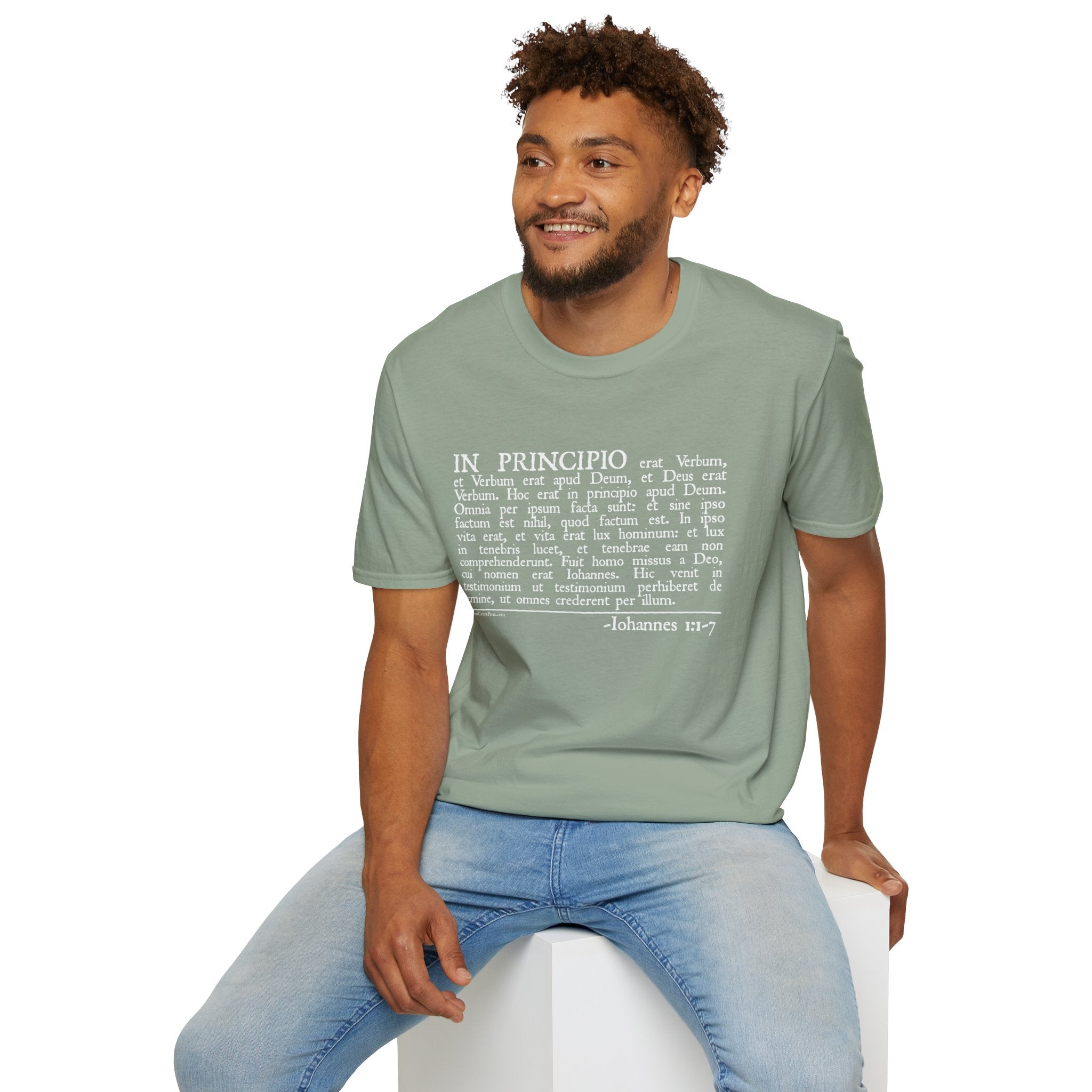 Latin 'In Principio' Text T-Shirt John 1:1-7