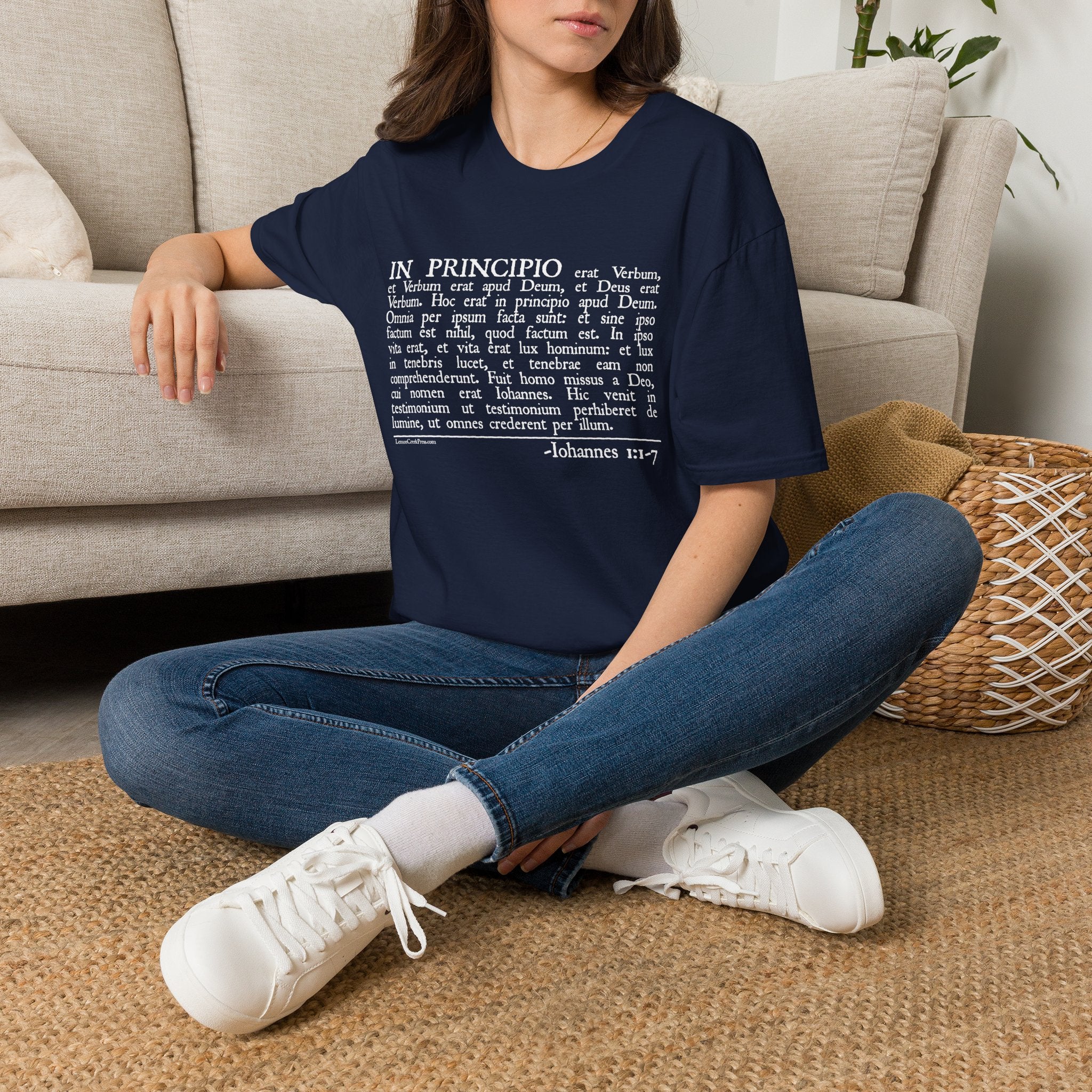Latin 'In Principio' Text T-Shirt John 1:1-7
