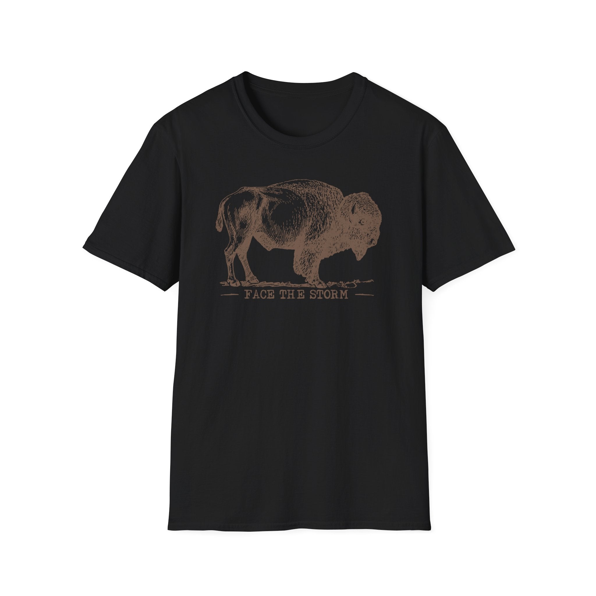 Bison Graphic T-Shirt — "Face the Storm" Inspirational Tee
