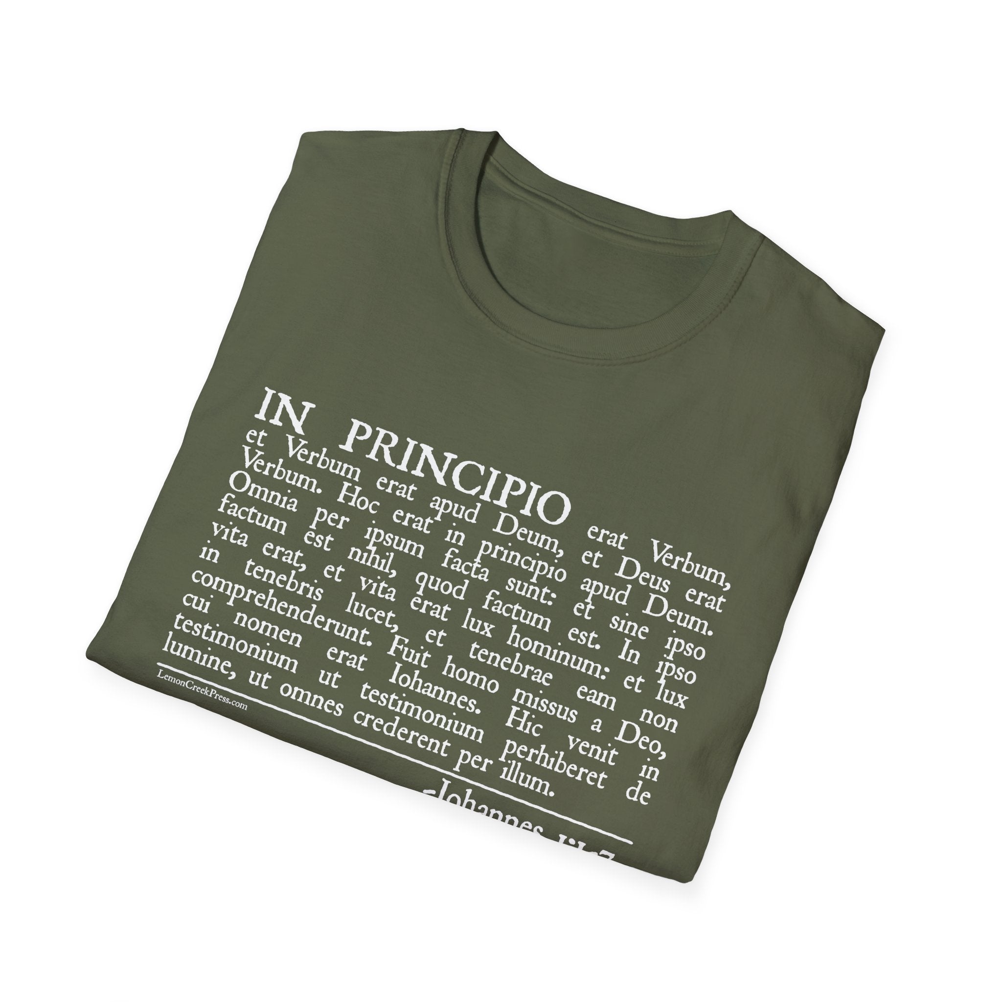 Latin 'In Principio' Text T-Shirt John 1:1-7