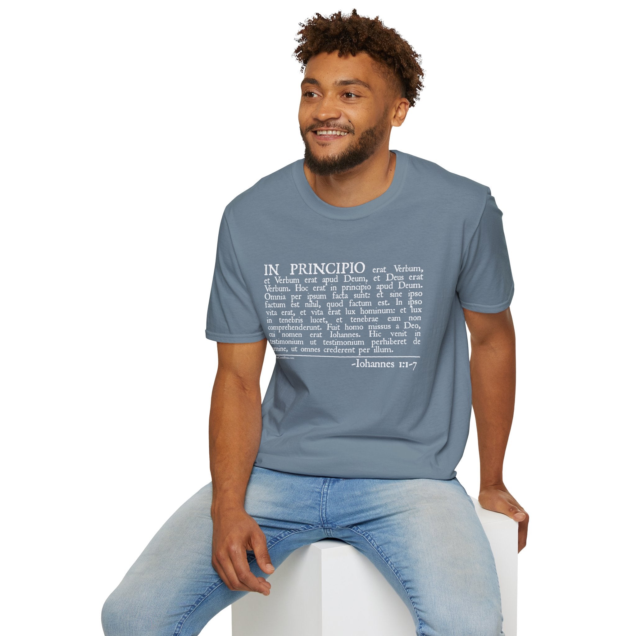 Latin 'In Principio' Text T-Shirt John 1:1-7