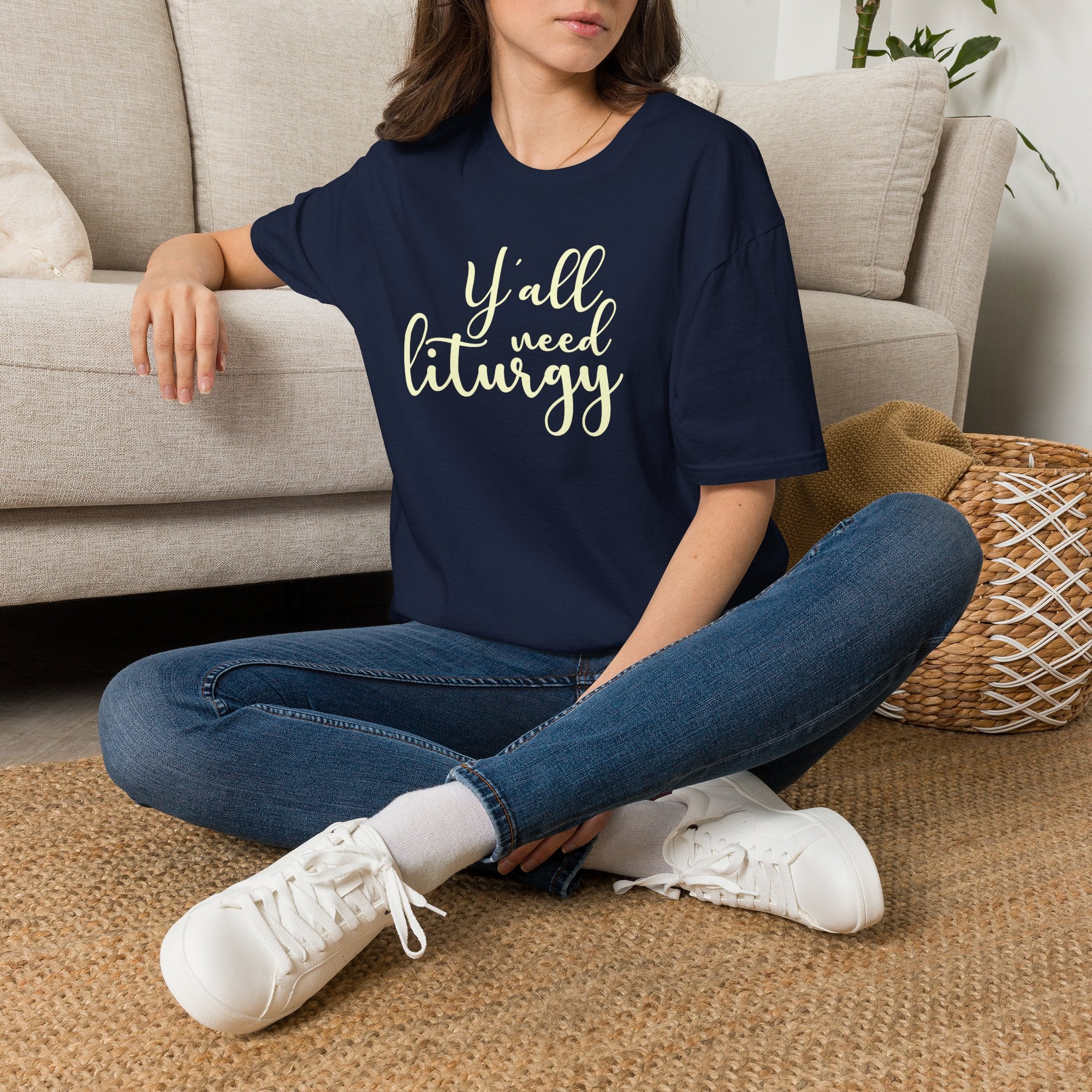Y'all Need Liturgy White Text T-Shirt