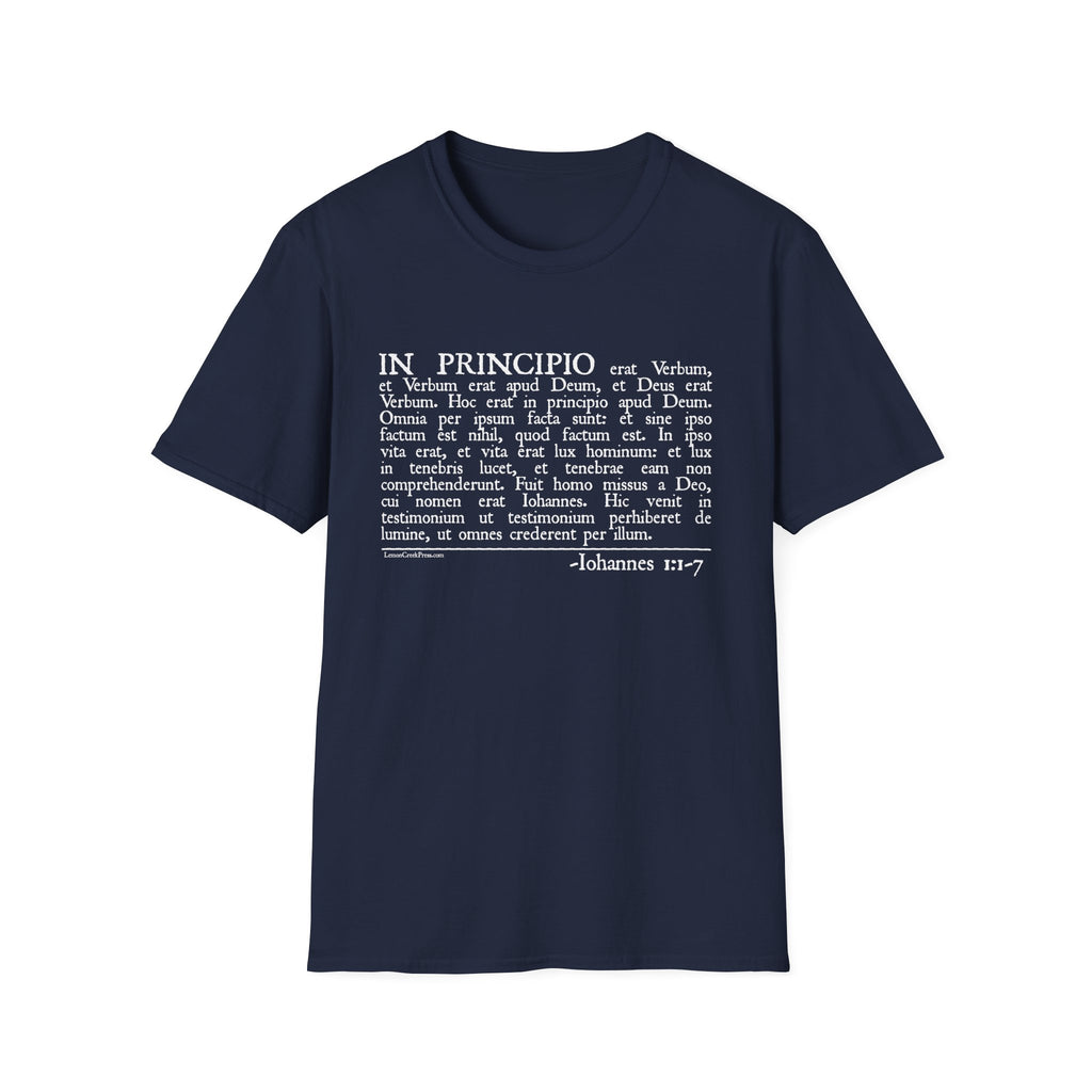 Latin 'In Principio' Text T-Shirt John 1:1-7