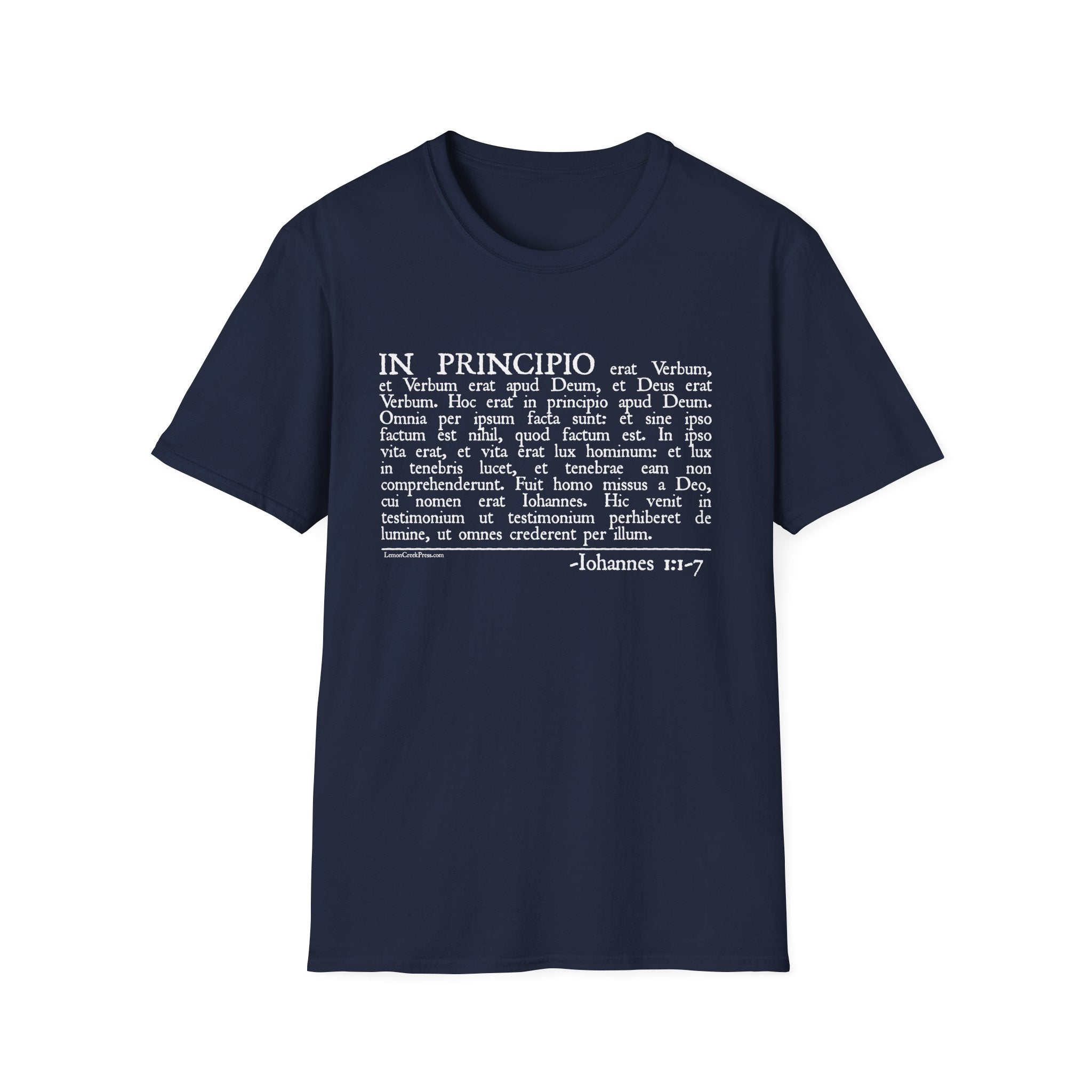Latin 'In Principio' Text T-Shirt John 1:1-7