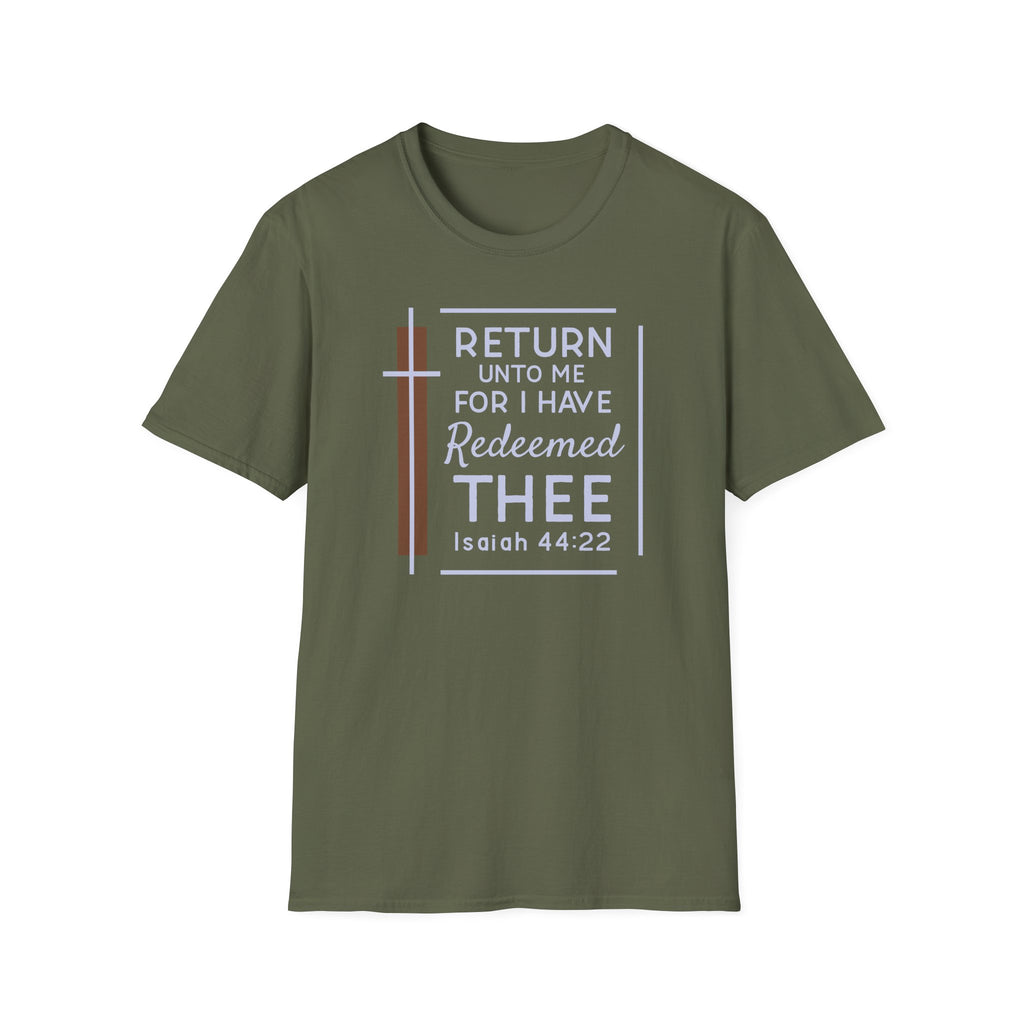 Return Unto Me T-Shirt — Isaiah 44:22 Christian Faith Tee