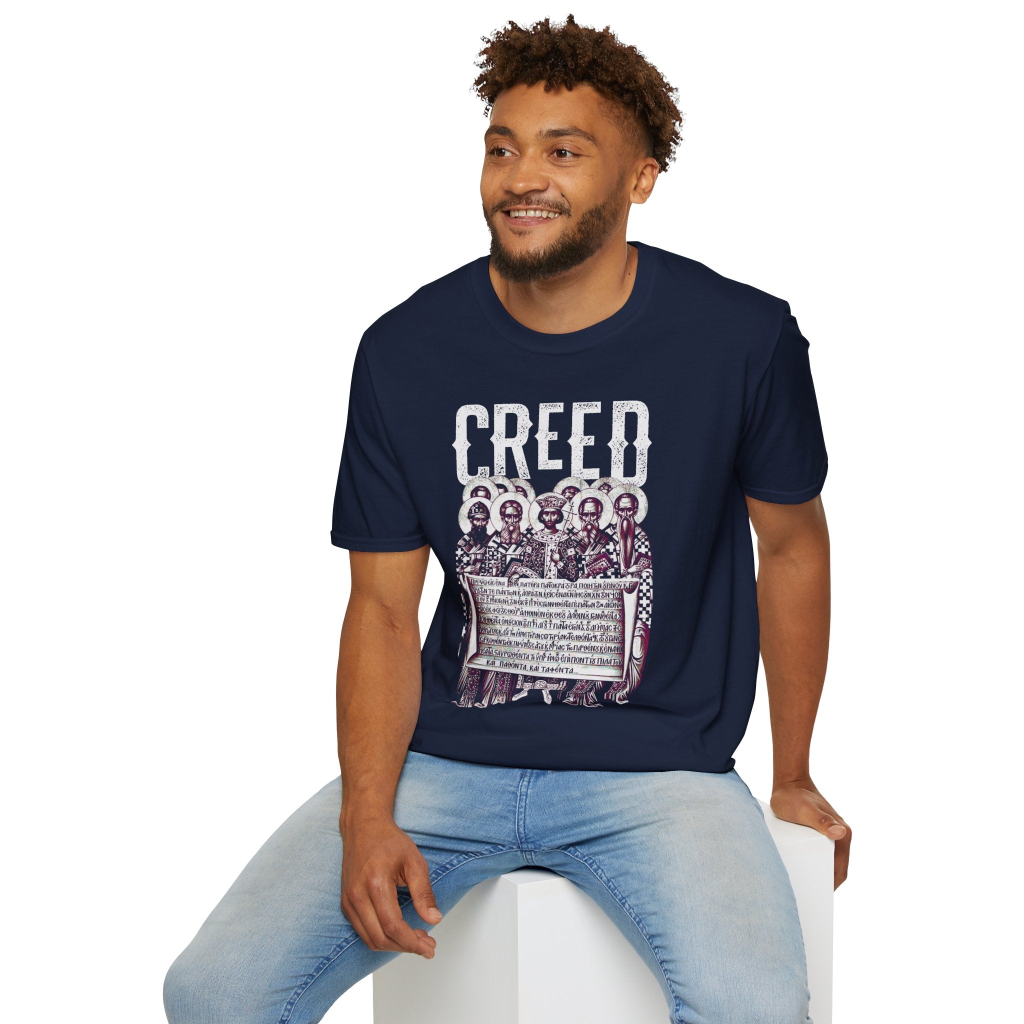 Creed Vintage Saints Graphic T‑Shirt — Religious Iconography Tee with "CREED" Text