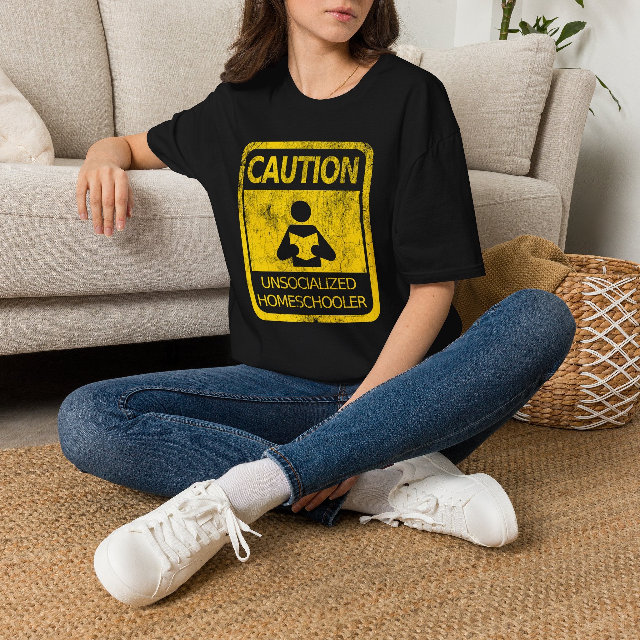 Caution: Unsocialized Homeschooler Funny Homeschool Tee