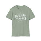 He Delights in Mercy T-Shirt — Micah 7:18 Christian Scripture Tee