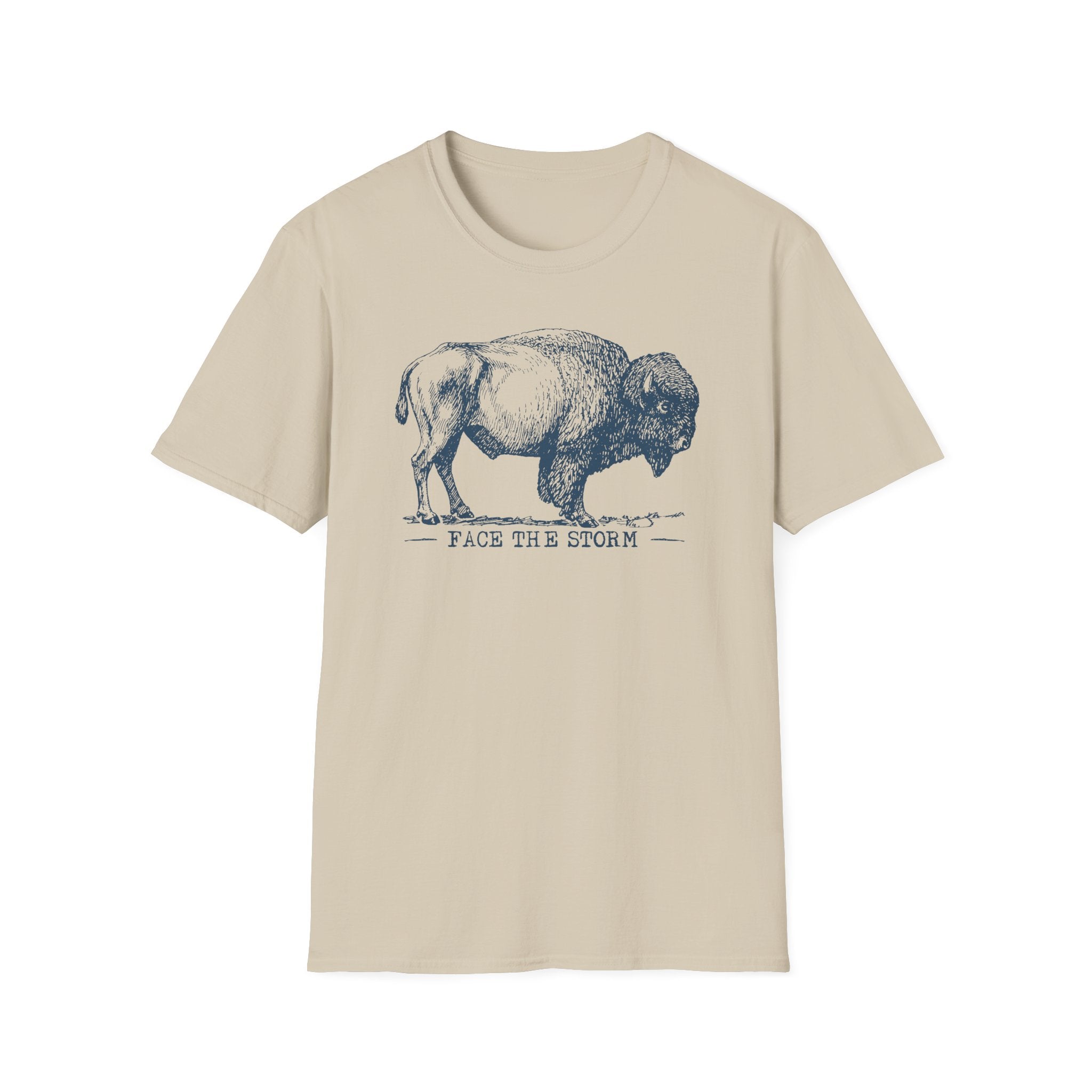 Bison Graphic T-Shirt — "Face the Storm" Inspirational Tee