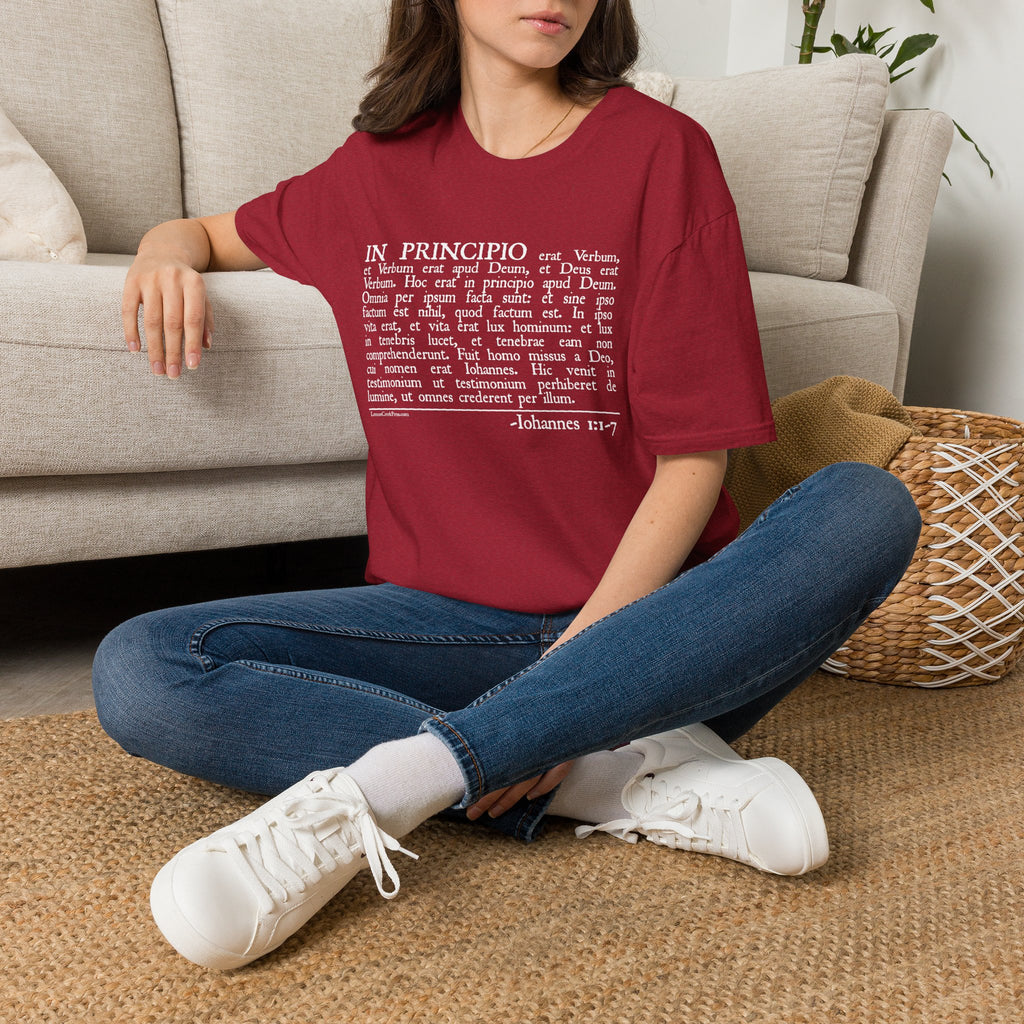 Latin 'In Principio' Text T-Shirt John 1:1-7